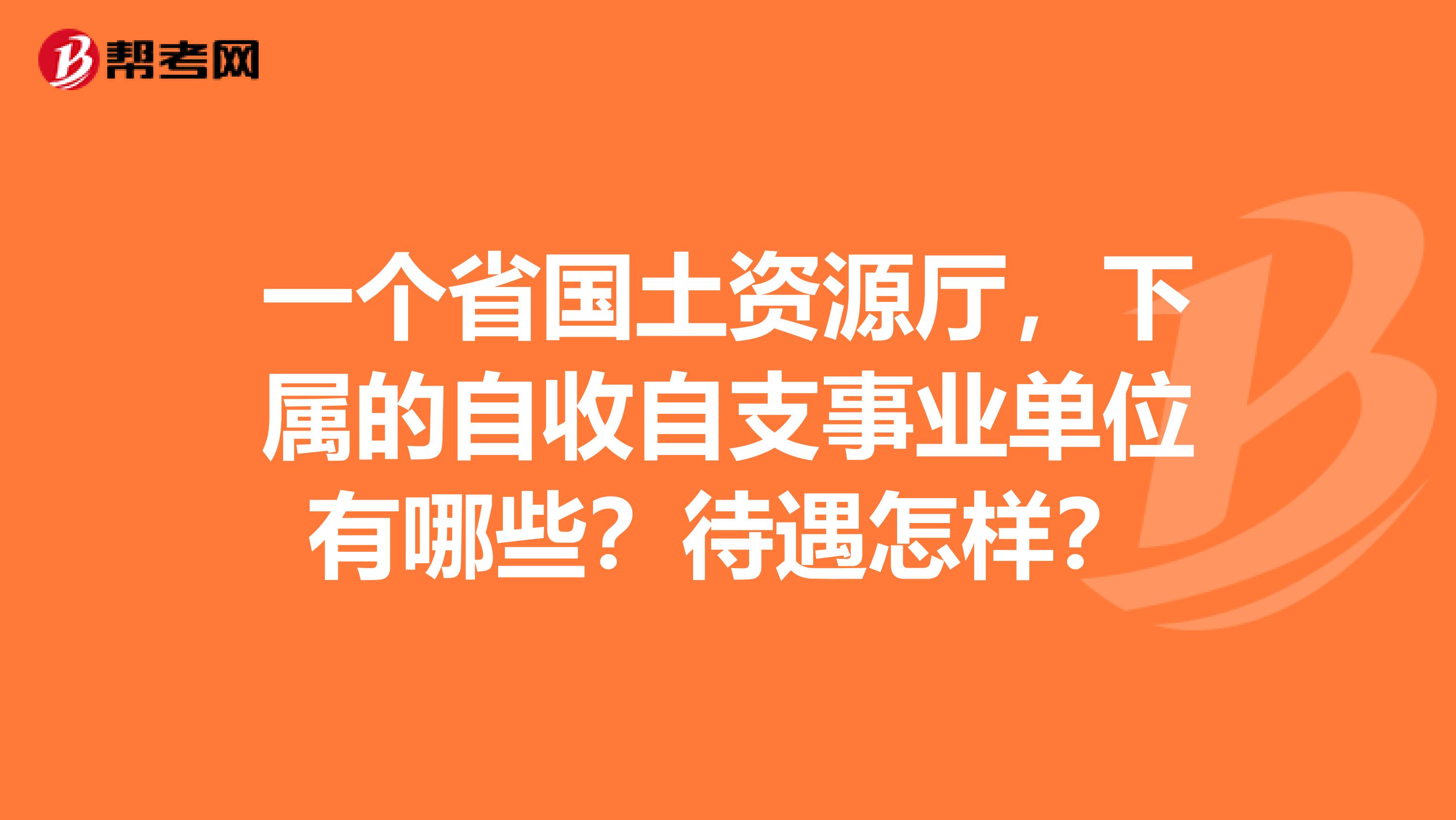 一个省国土资源厅,下属的自收自支事业单位有哪些?待遇怎样?