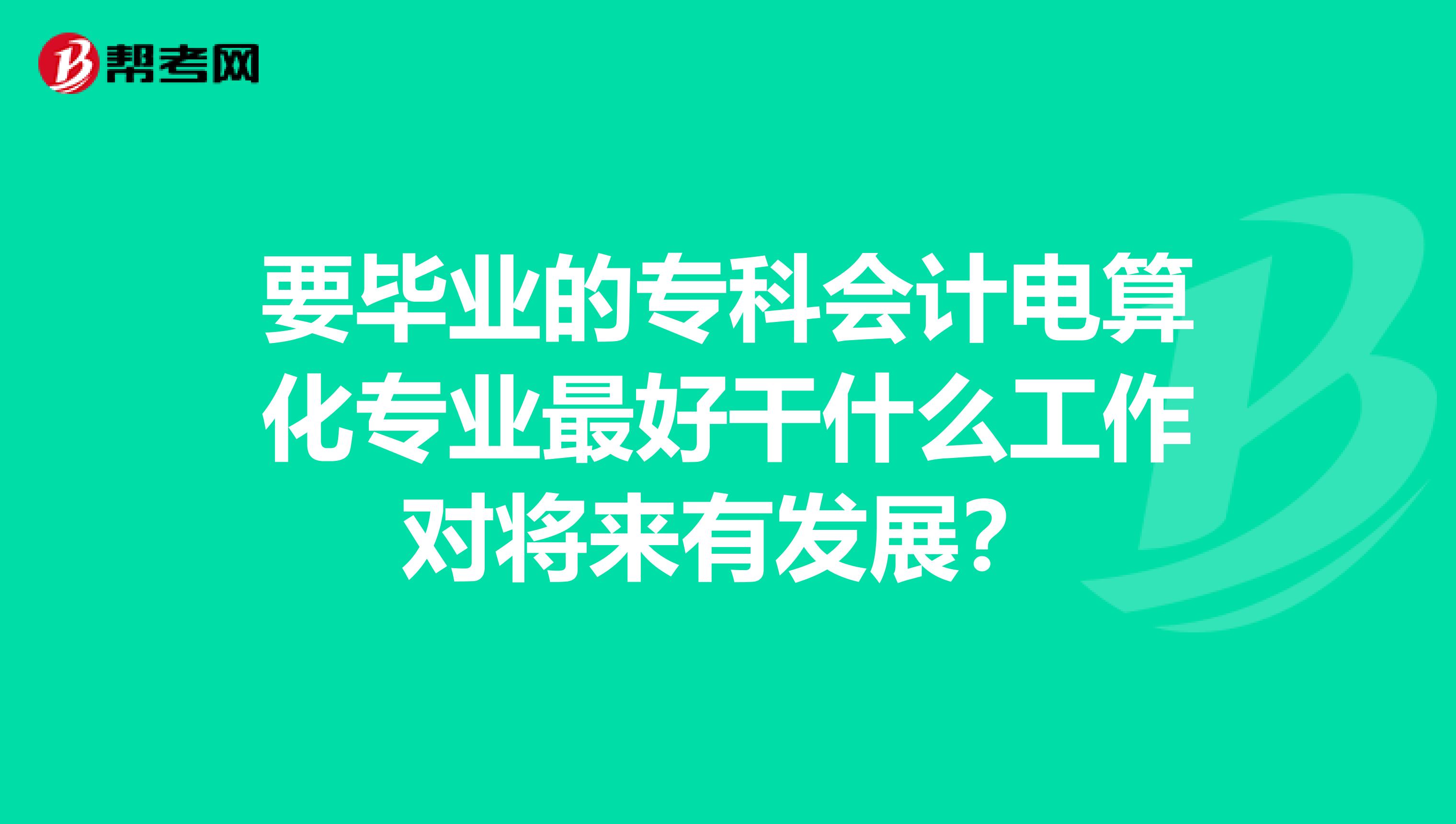 要毕业的专科会计电算化专业最好干什么工作对将来有发展?