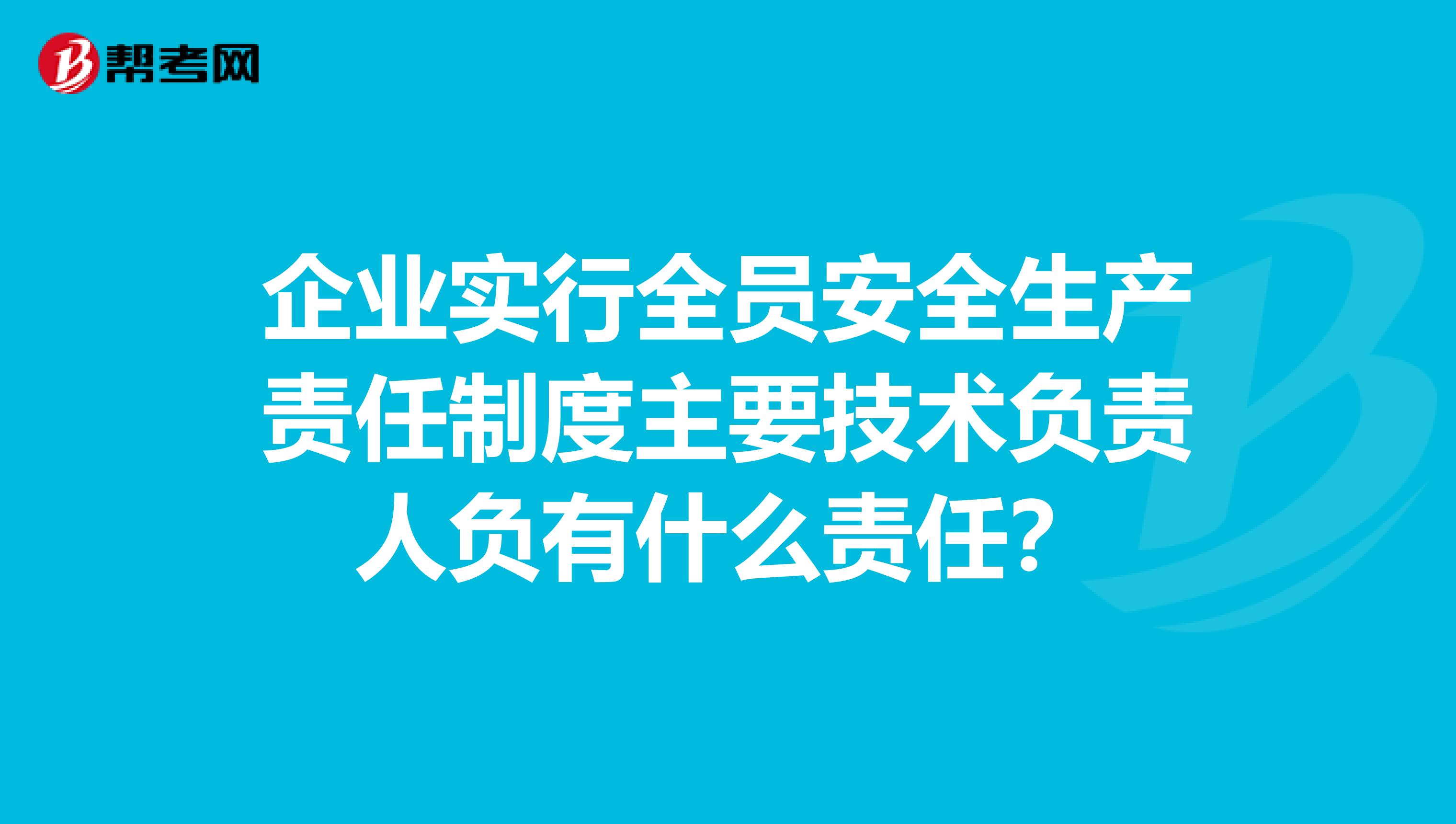 企业实行全员安全生产责任制度主要技术负责人负有什么责任？