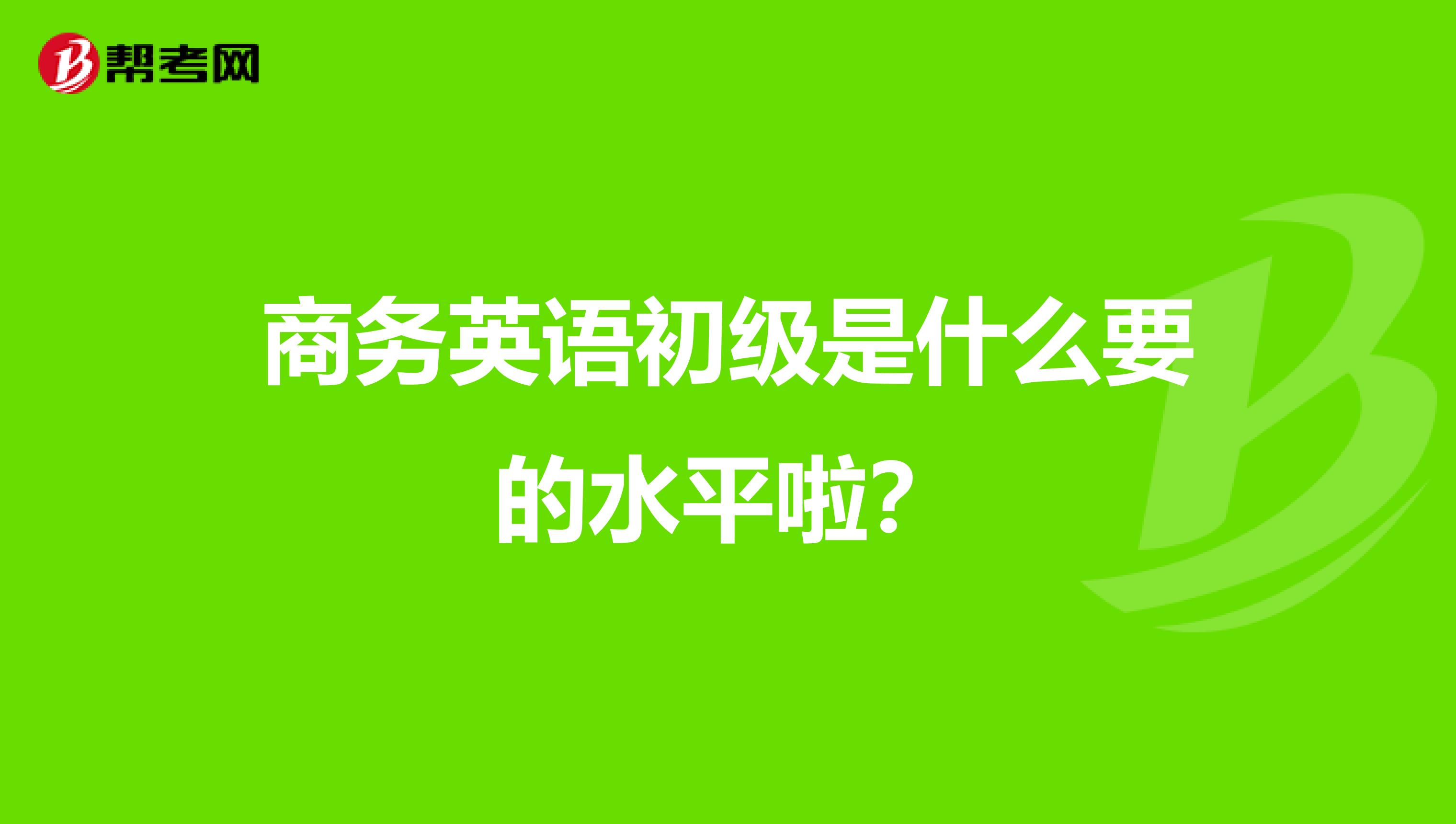 商務英語初級是什么要的水平啦？