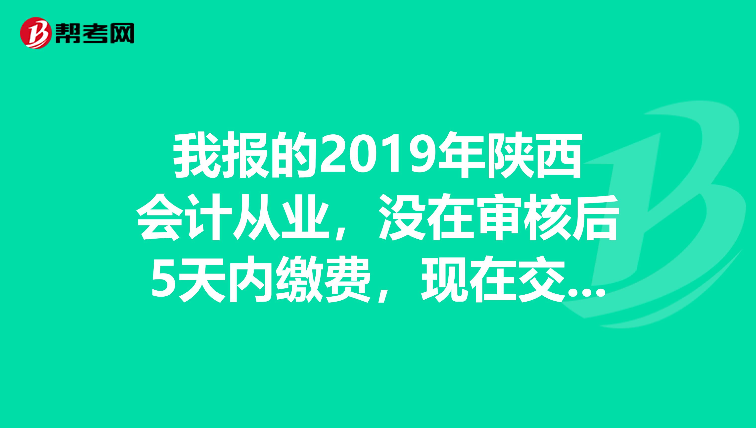 我报的2019年陕西会计从业,没在审核后5天内缴费,现在交不了咋办???急急急