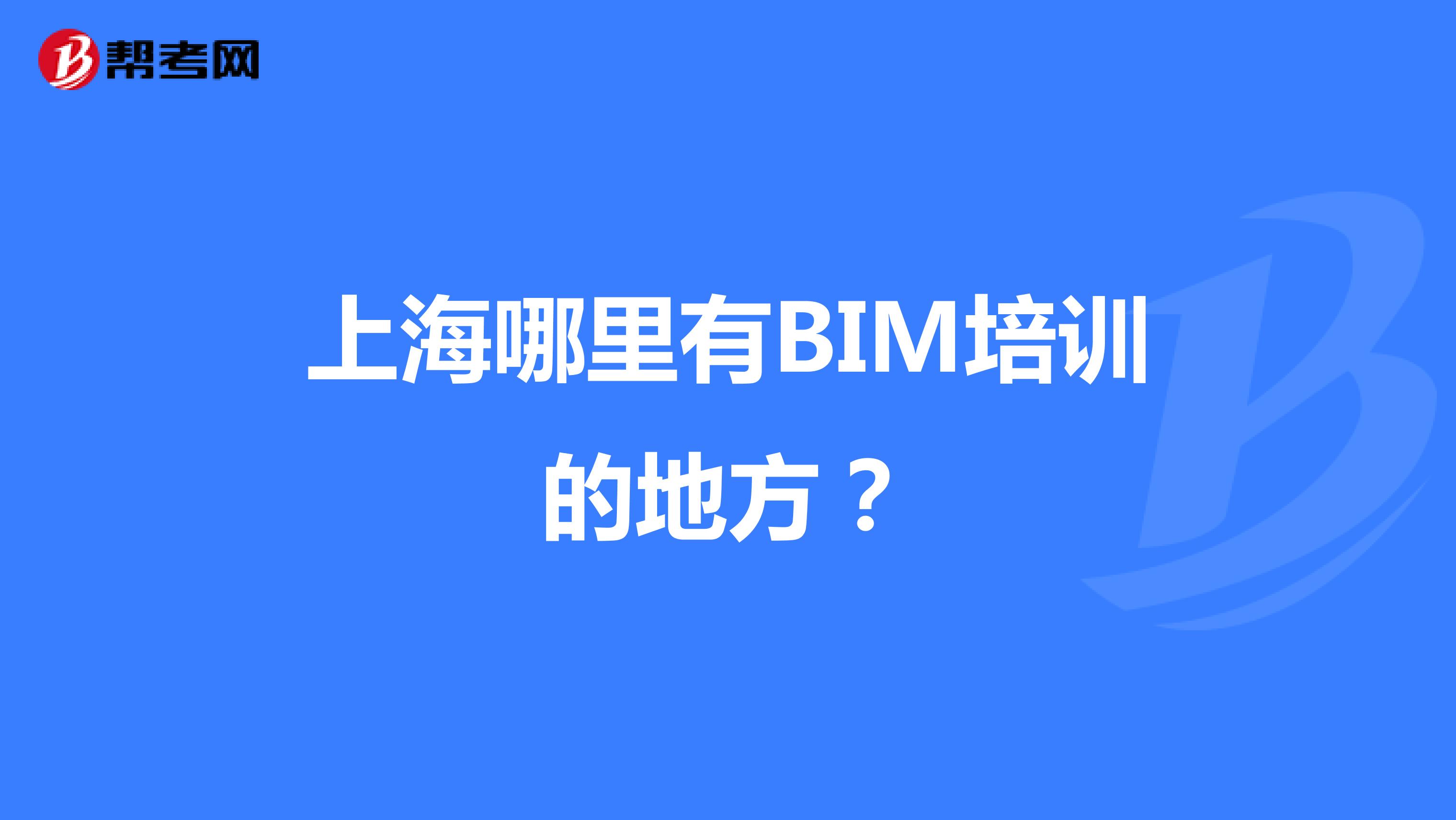 上海哪里有BIM培训的地方?
