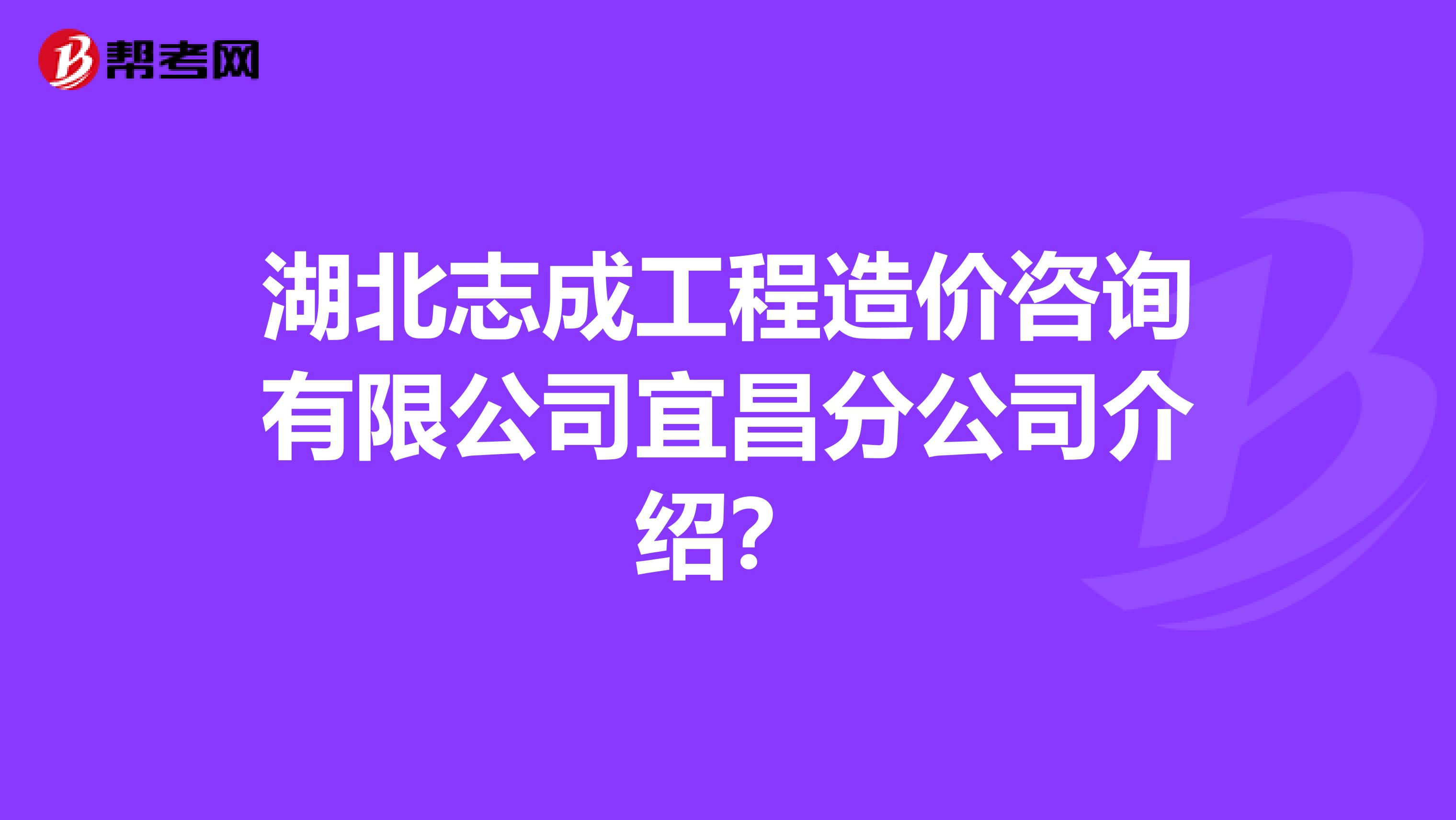 湖北志成工程造价咨询有限公司宜昌分公司介绍？