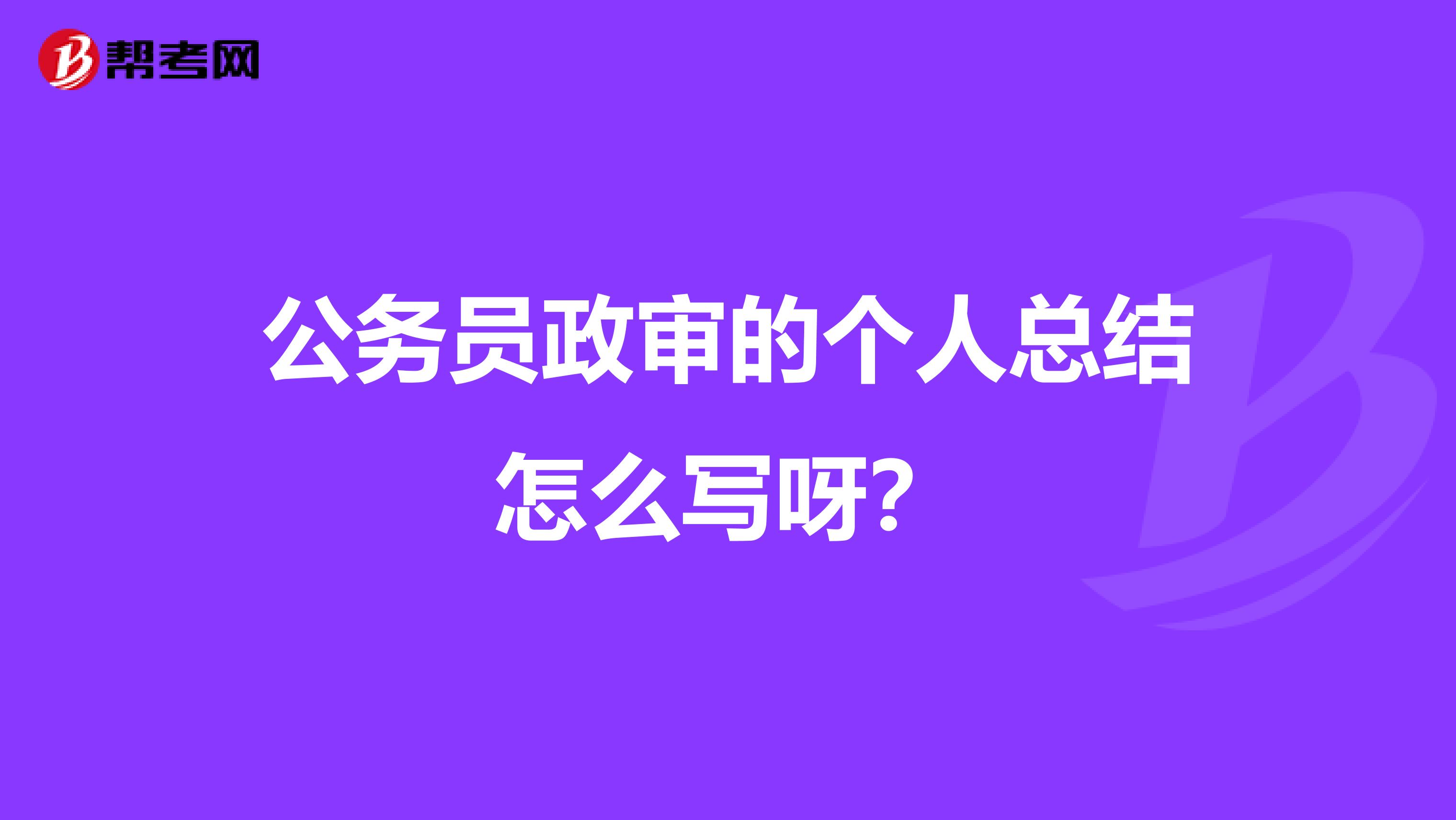 公务员政审的个人总结怎么写呀？