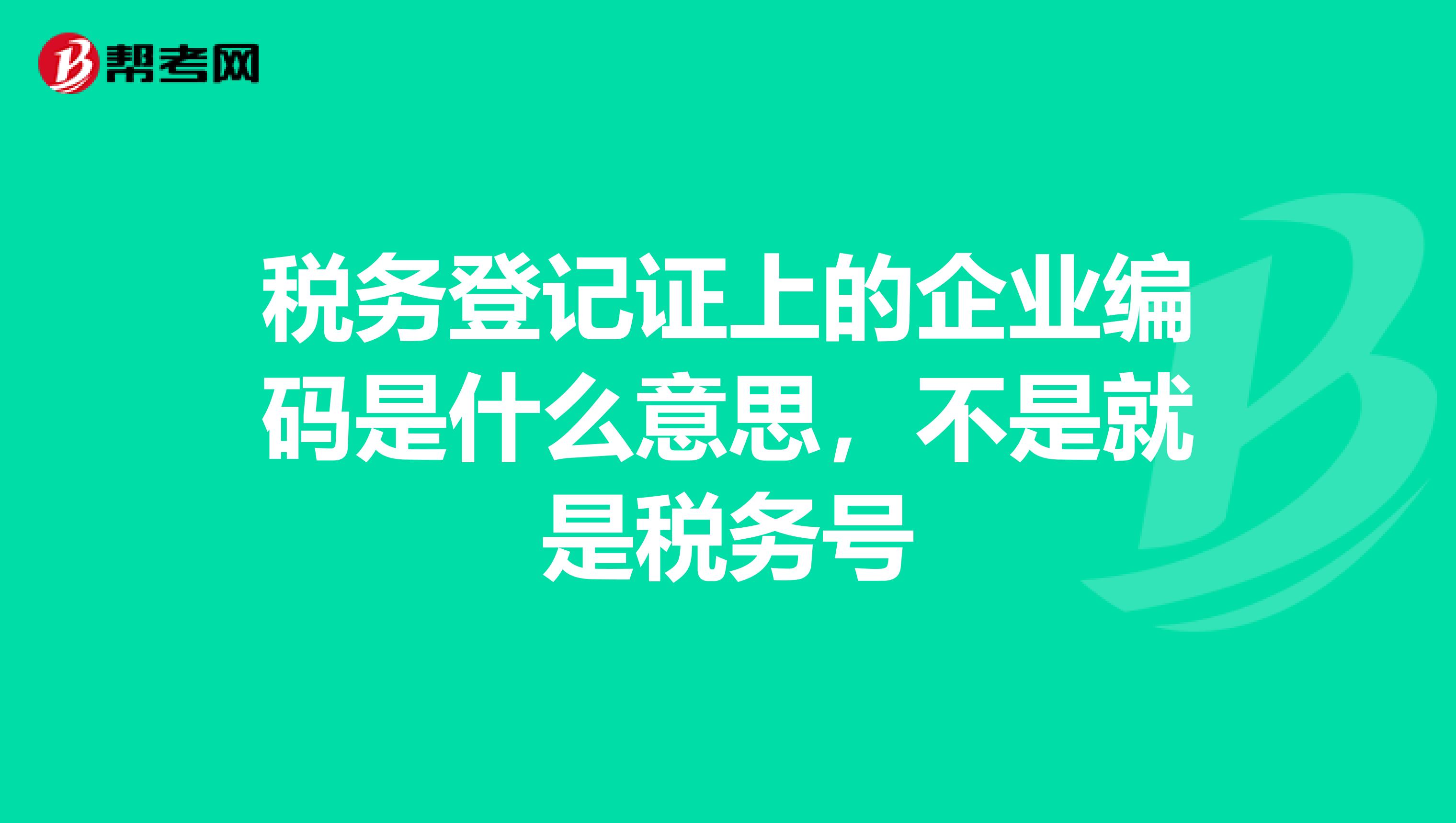 稅務(wù)登記證上的企業(yè)編碼是什么意思，不是就是稅務(wù)號(hào)