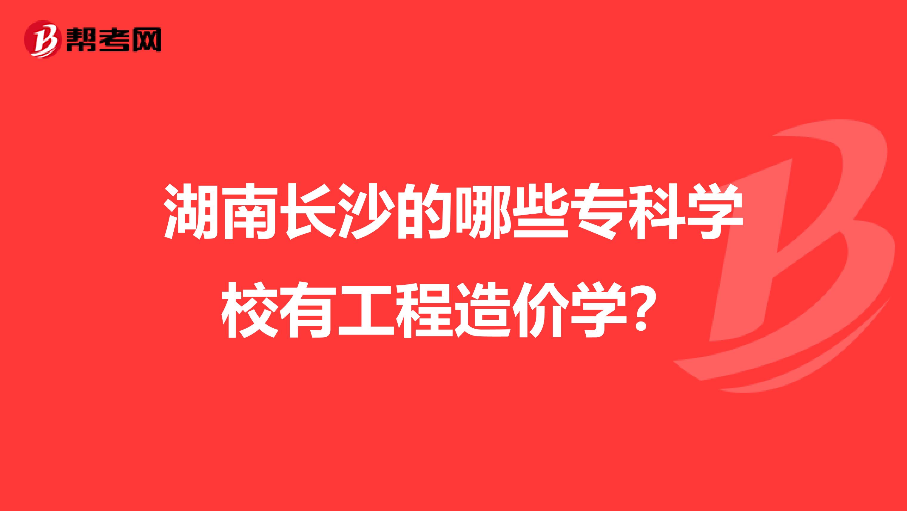 湖南长沙的哪些专科学校有工程造价学？