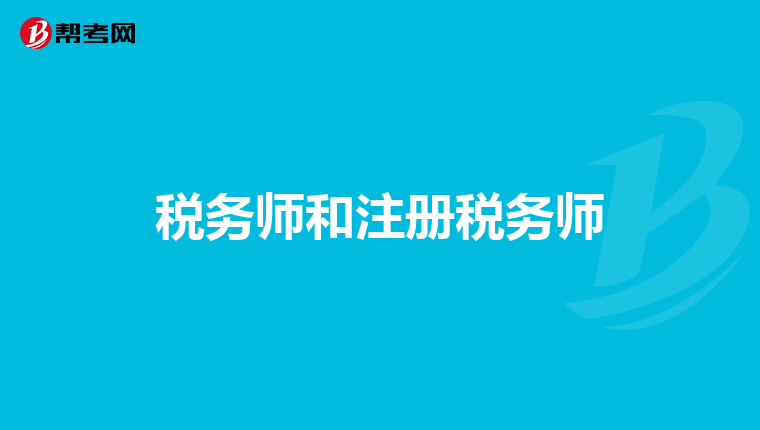 税务师和注册税务师