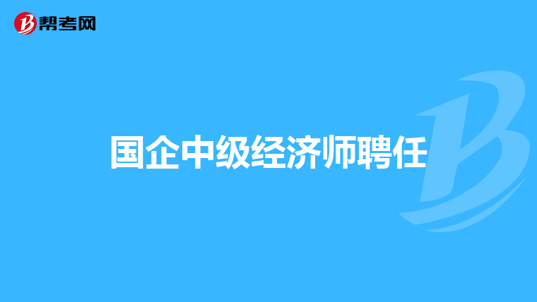 国企中级经济师聘任