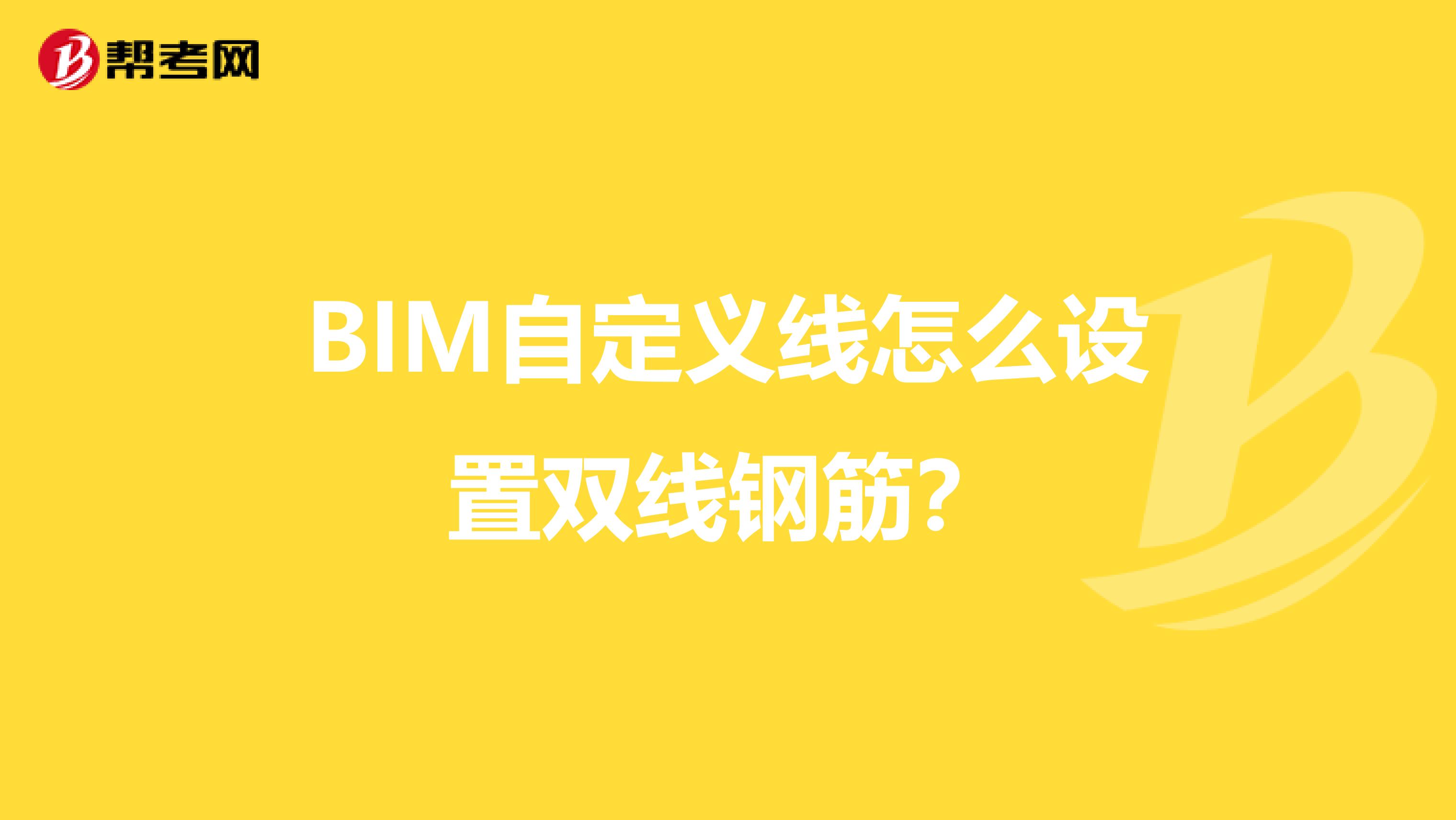 BIM自定义线怎么设置双线钢筋？