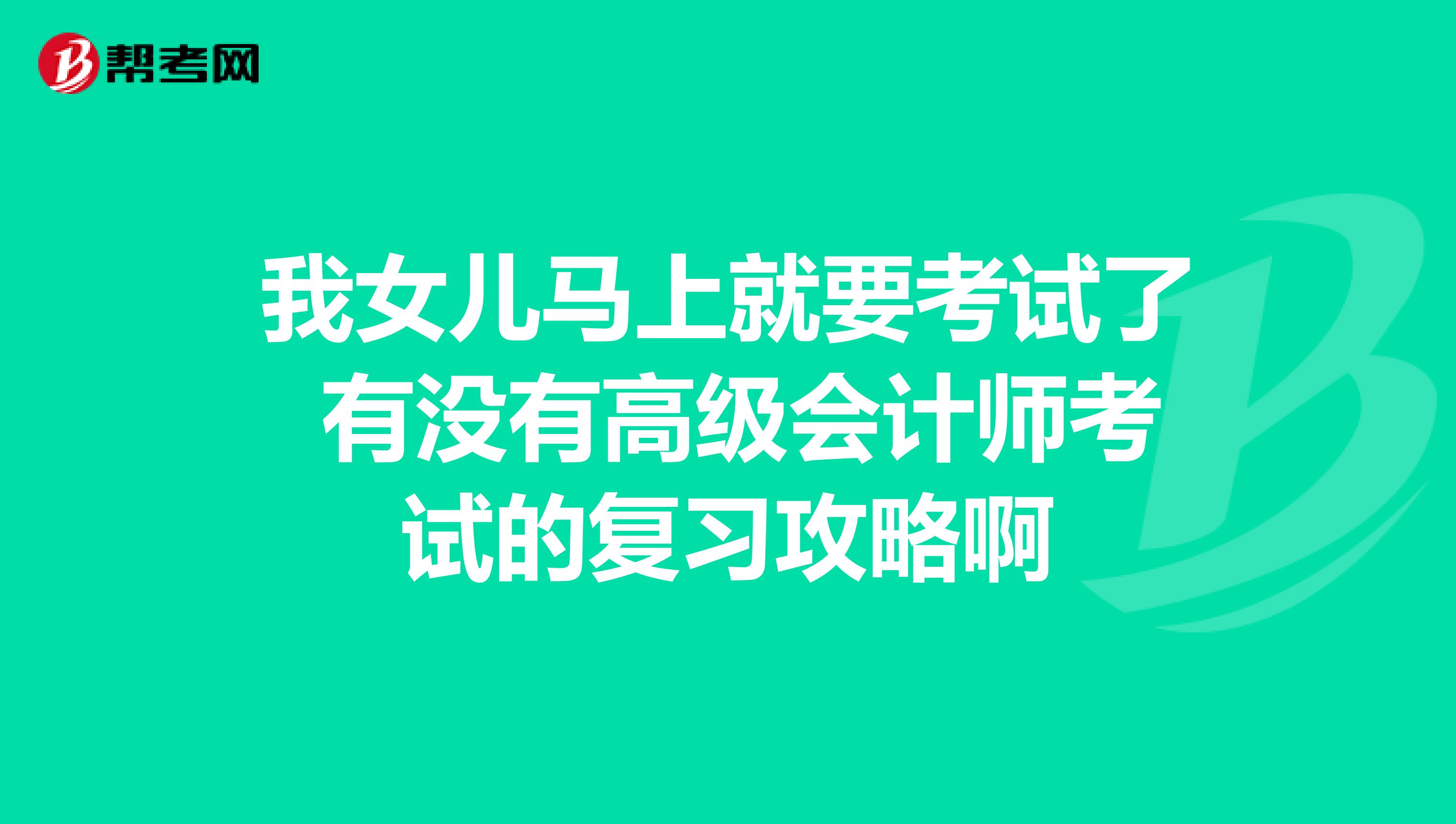 我女儿马上就要考试了 有没有高级会计师考试的复习攻略啊