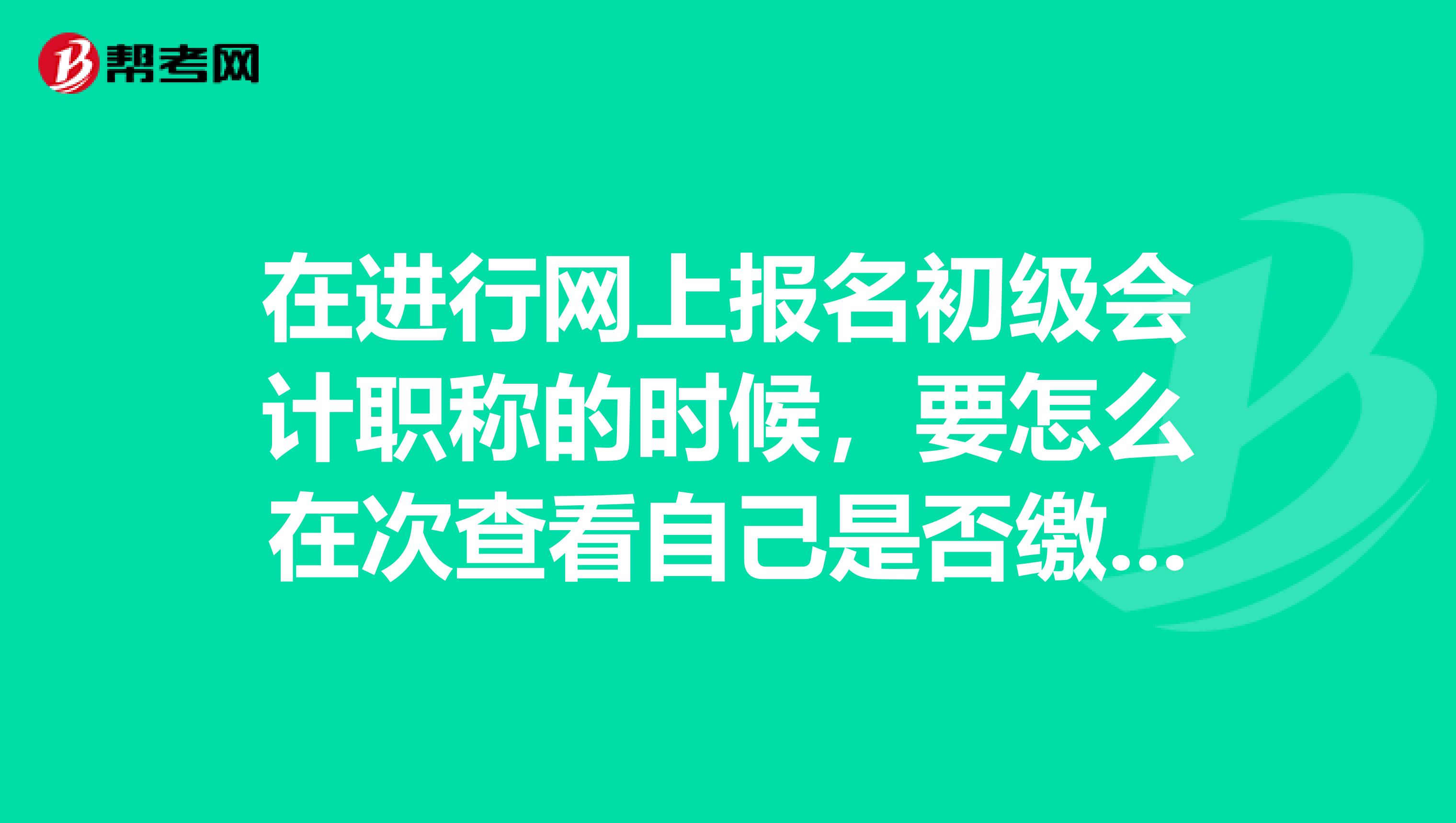 在进行网上报名初级会计职称的时候，要怎么在次查看自己是否缴费呢？