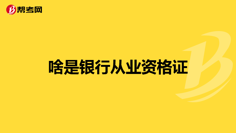 啥是銀行從業(yè)資格證