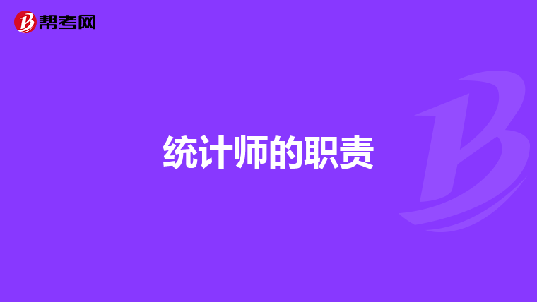 统计师的职责