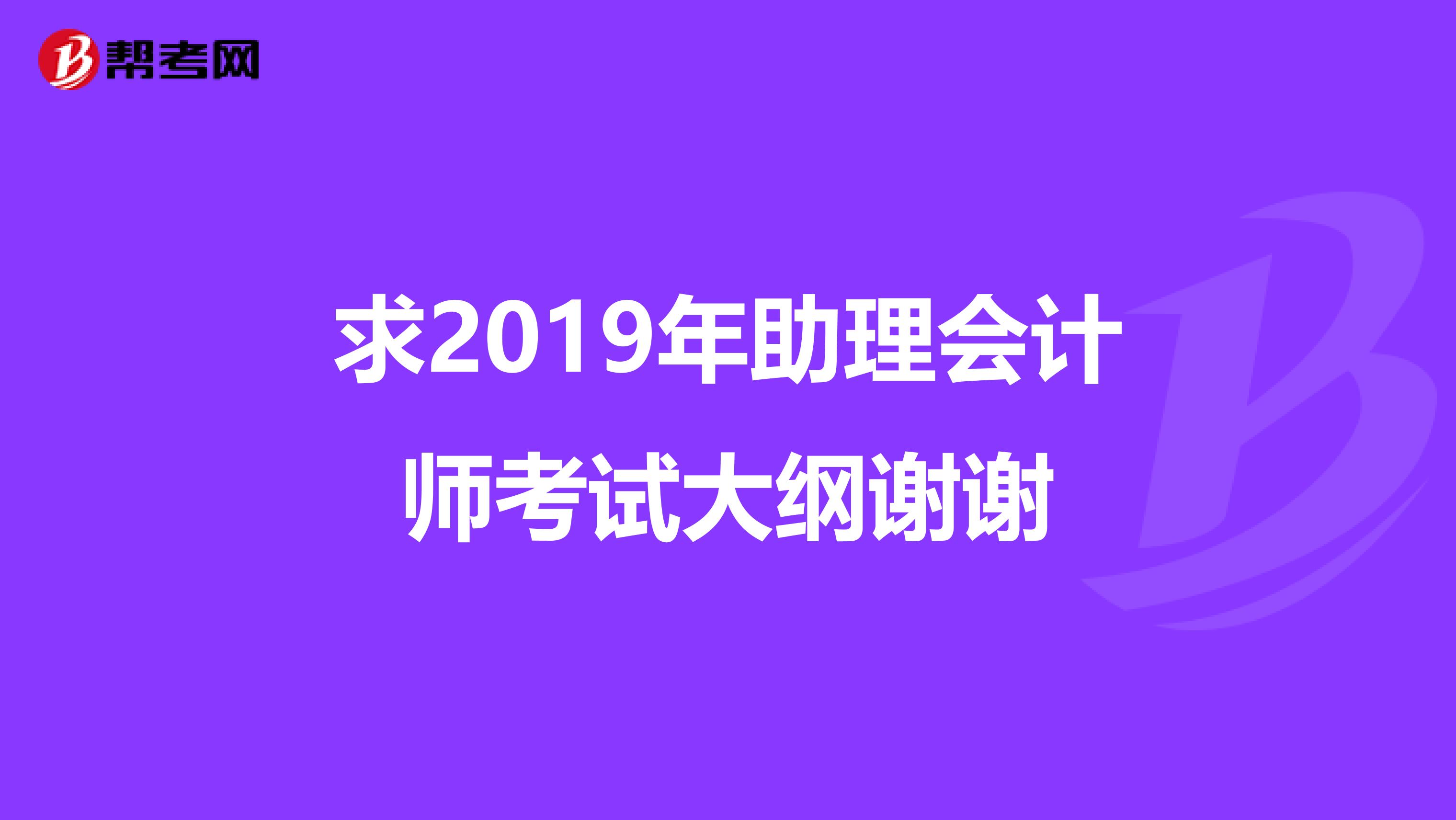 求2019年助理会计师考试大纲谢谢