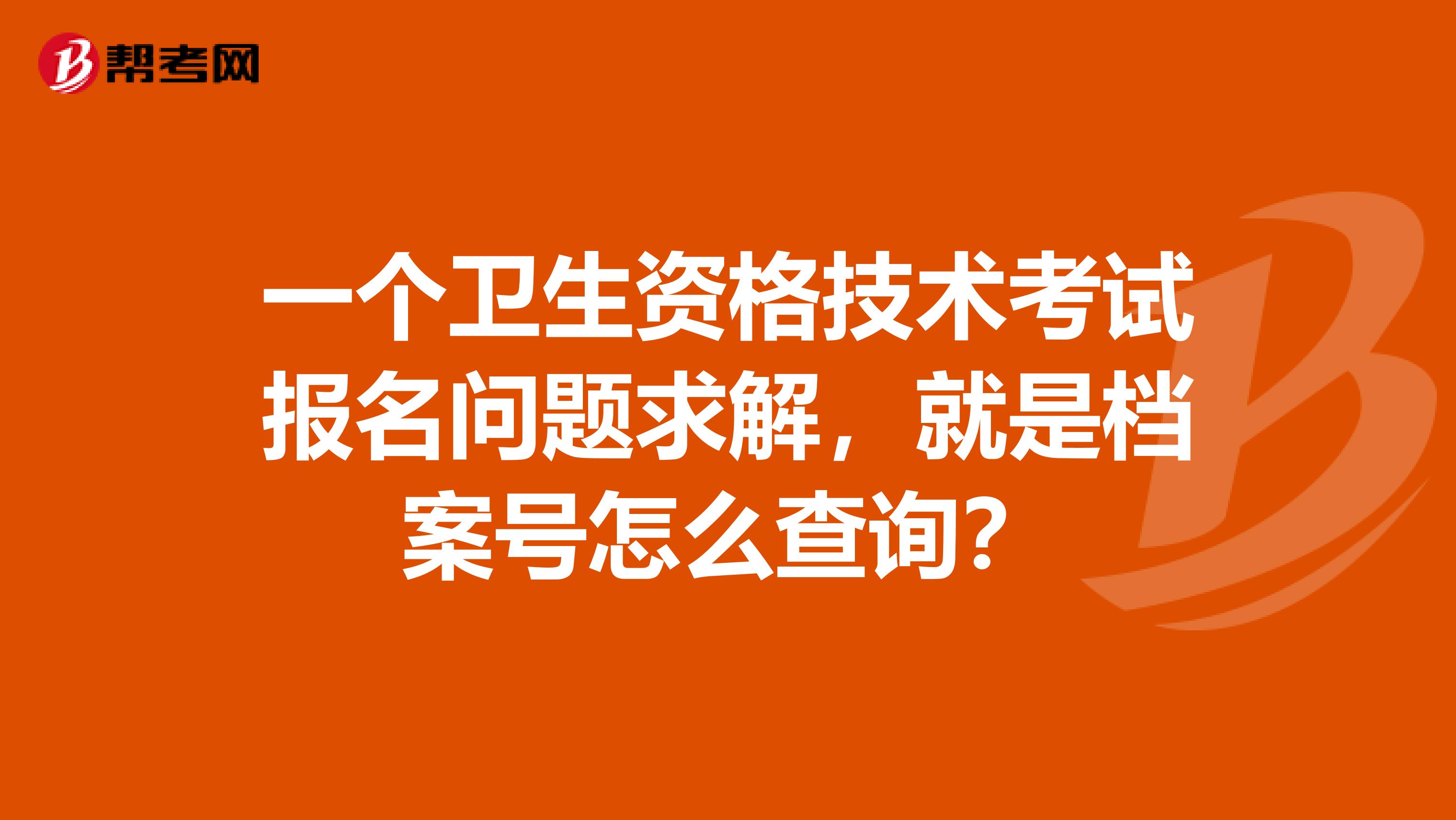 一个卫生资格技术考试报名问题求解，就是档案号怎么查询？