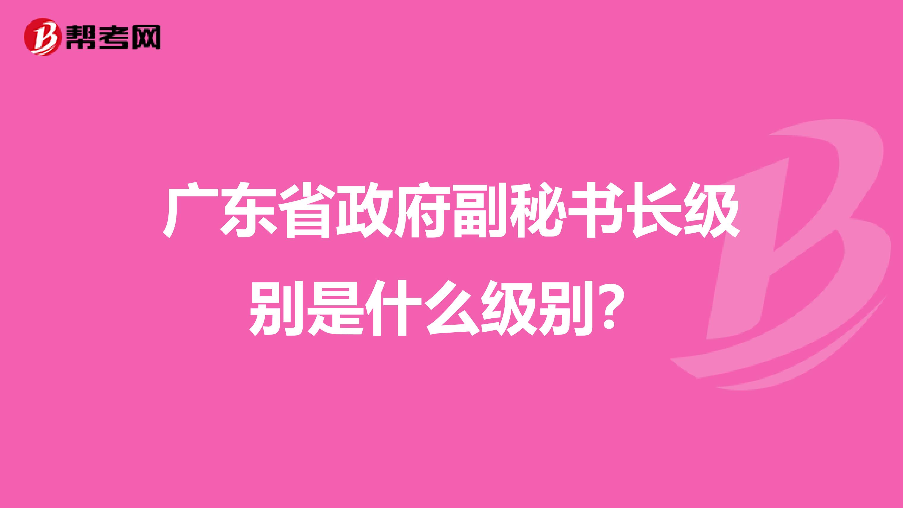 广东省政府副秘书长级别是什么级别?