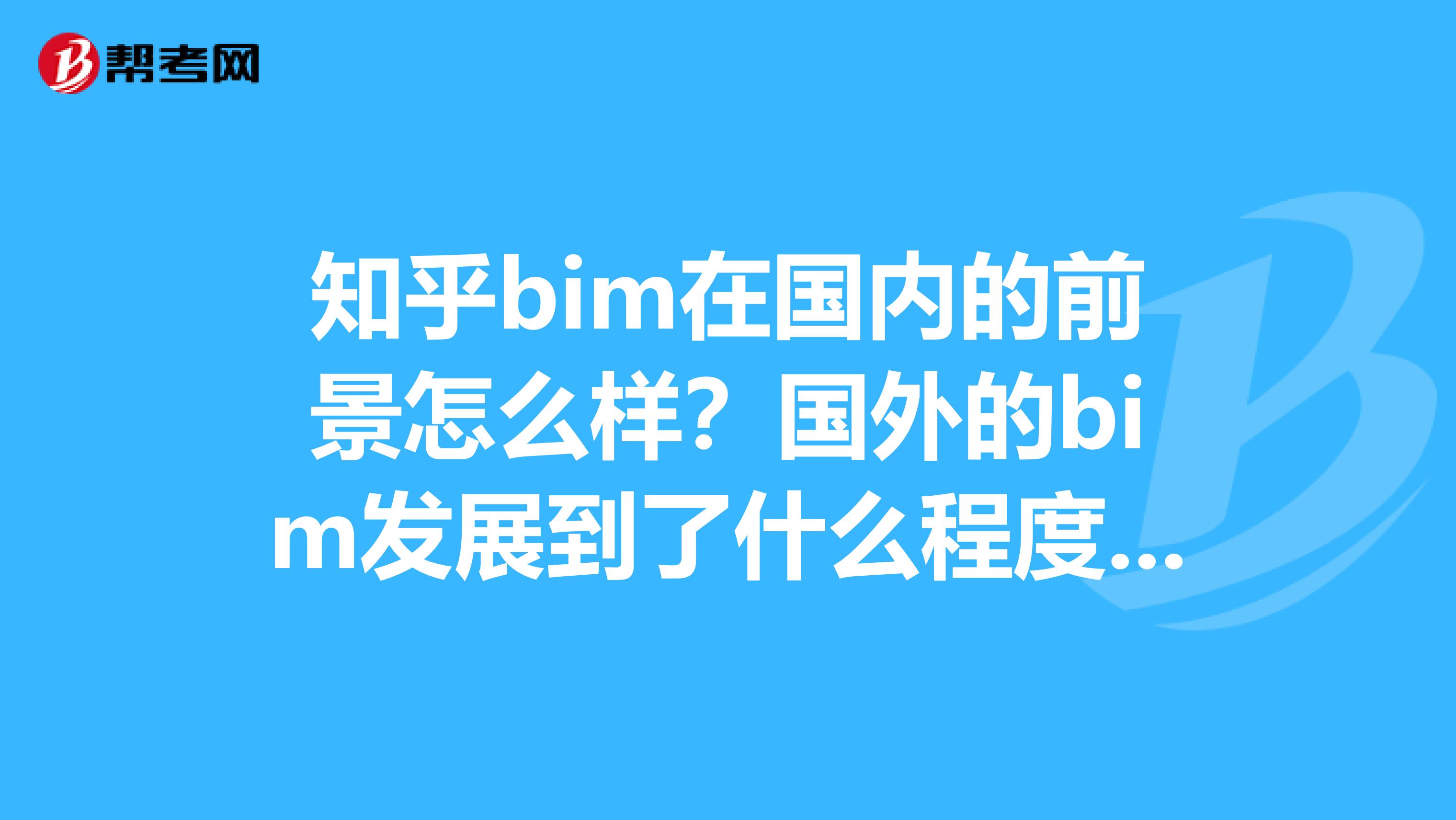 知乎bim在国内的前景怎么样？国外的bim发展到了什么程度？？