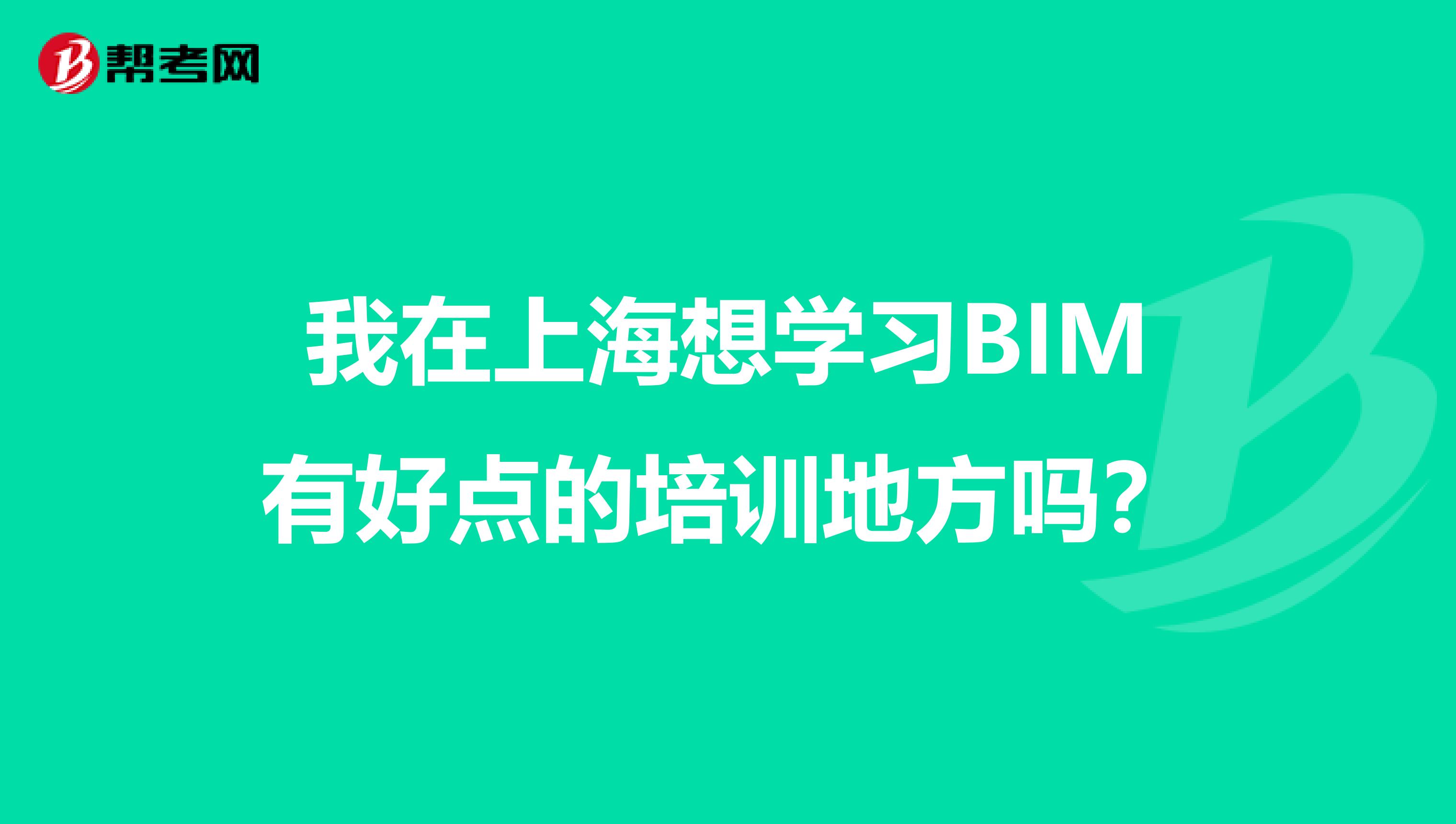 我在上海想学习BIM有好点的培训地方吗?
