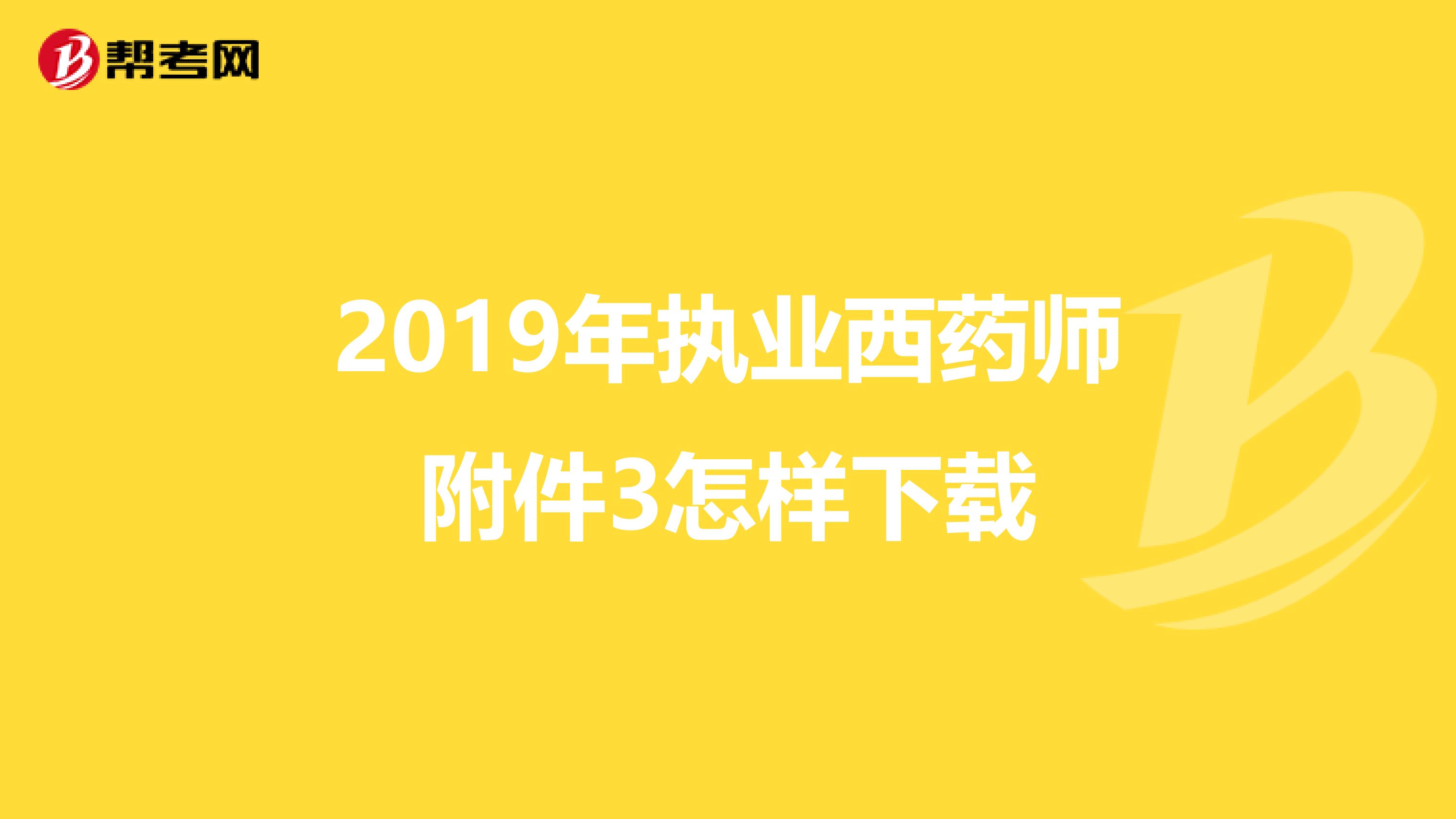 2019年执业西药师附件3怎样下载