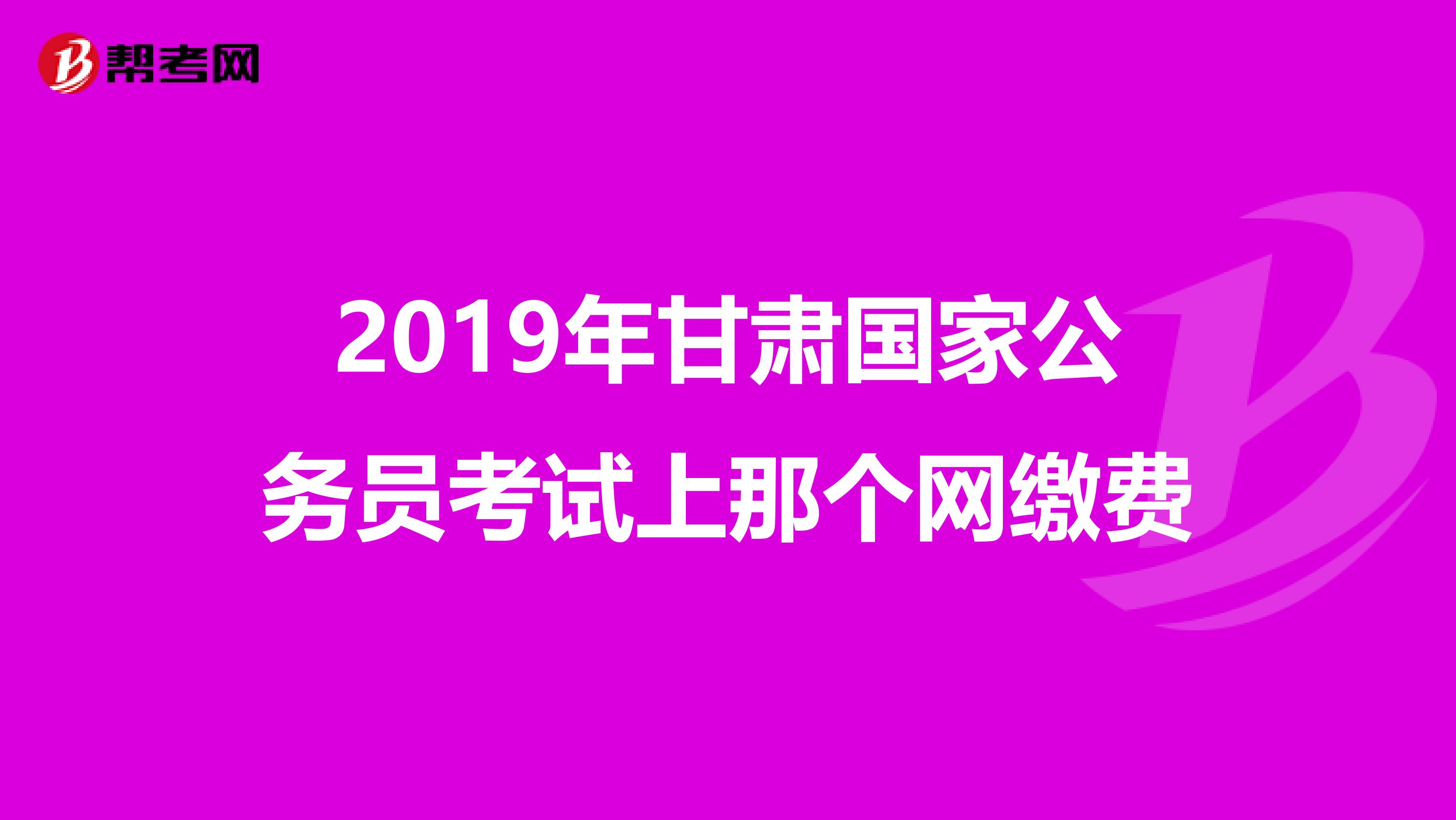 2019年甘肃国家公务员考试上那个网缴费