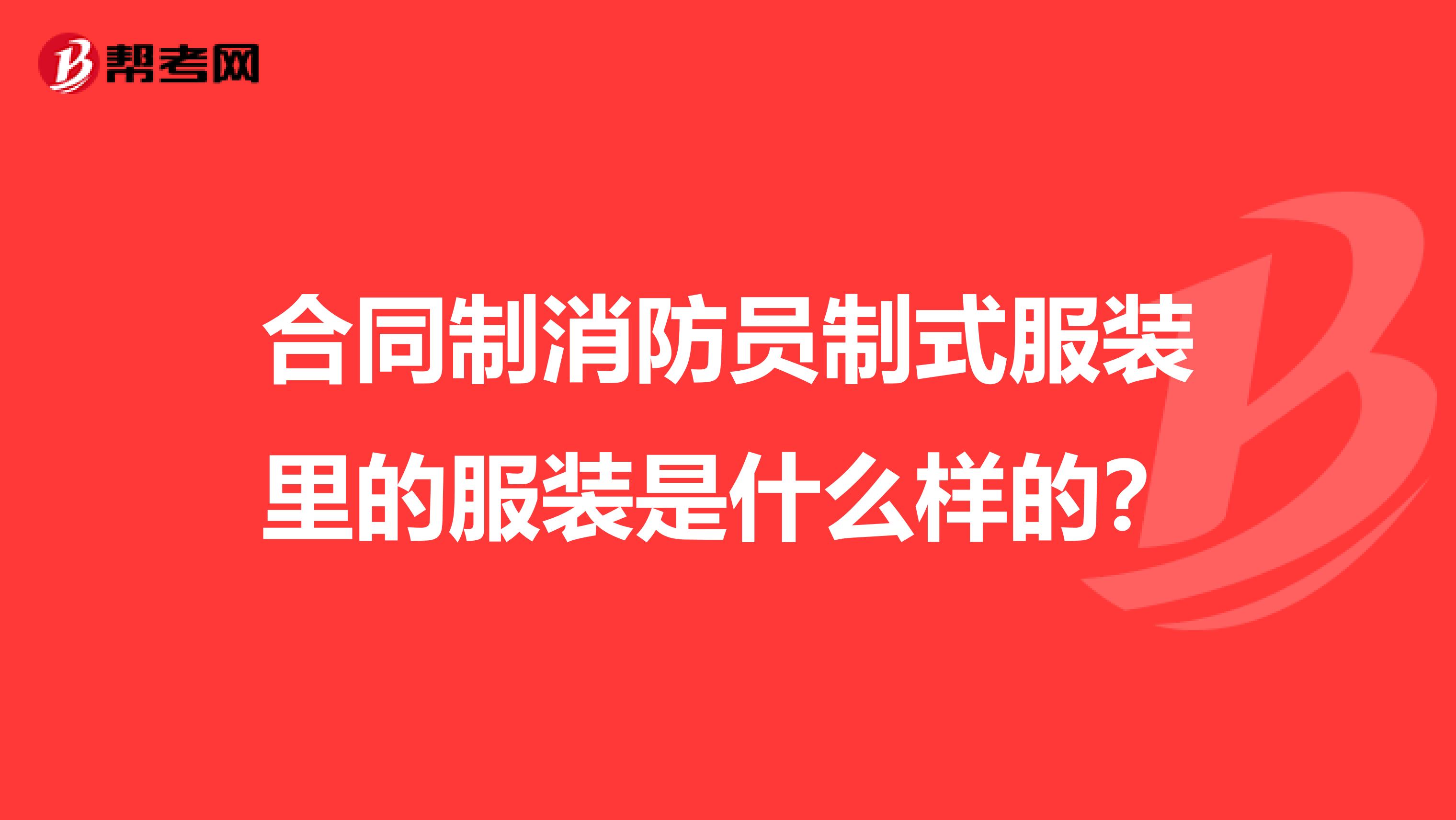 合同制消防员制式服装里的服装是什么样的？