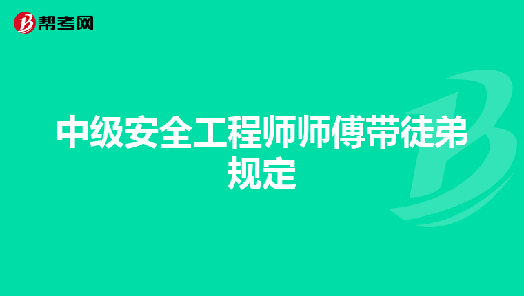 中級安全工程師師傅帶徒弟規(guī)定