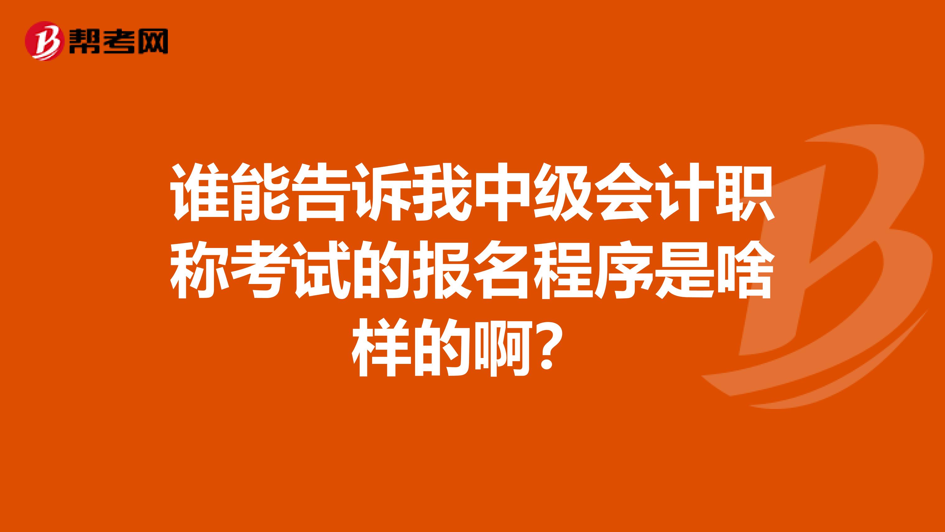 谁能告诉我中级会计职称考试的报名程序是啥样的啊？