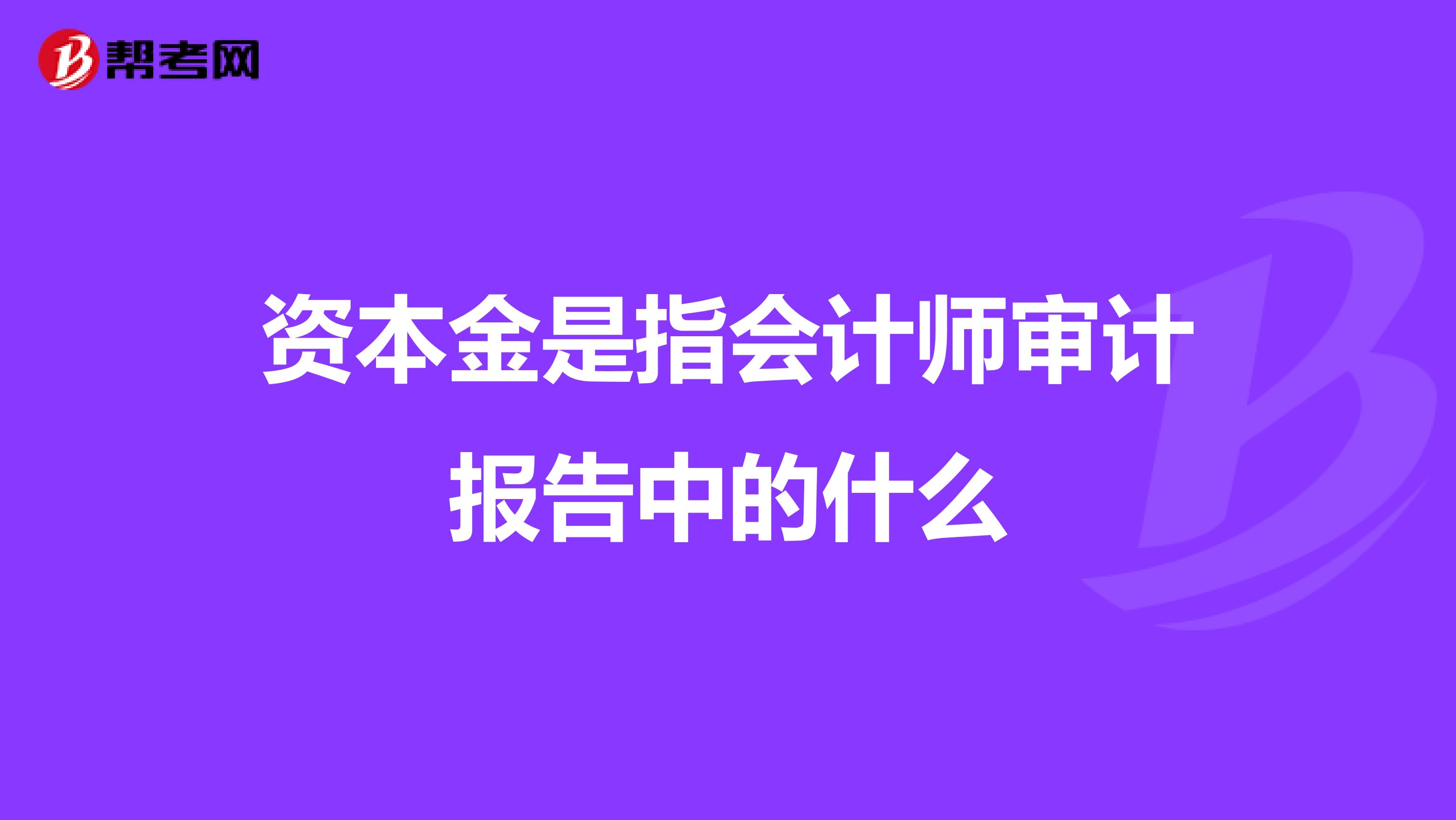 资本金是指会计师审计报告中的什么