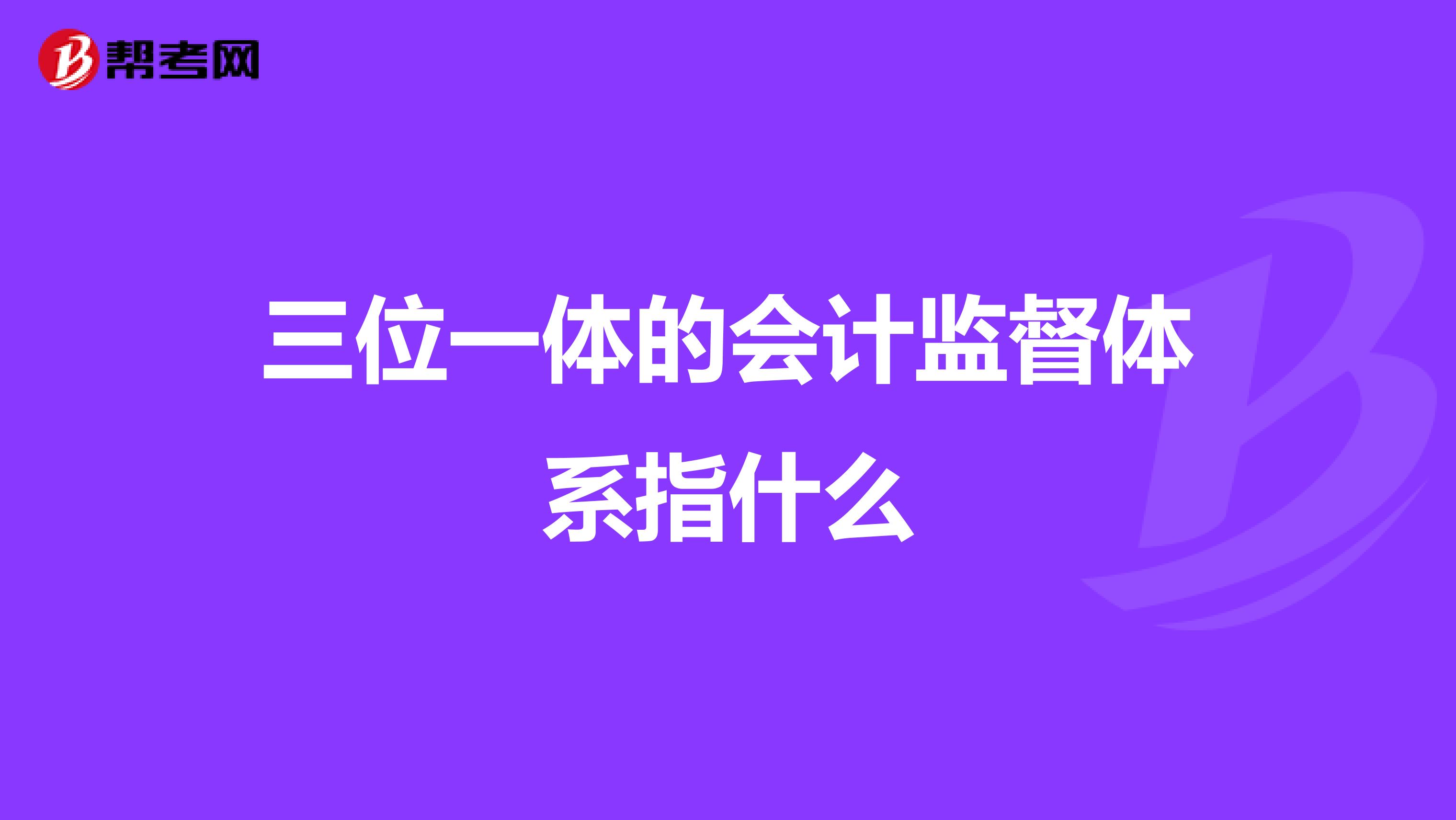 三位一体的会计监督体系指什么