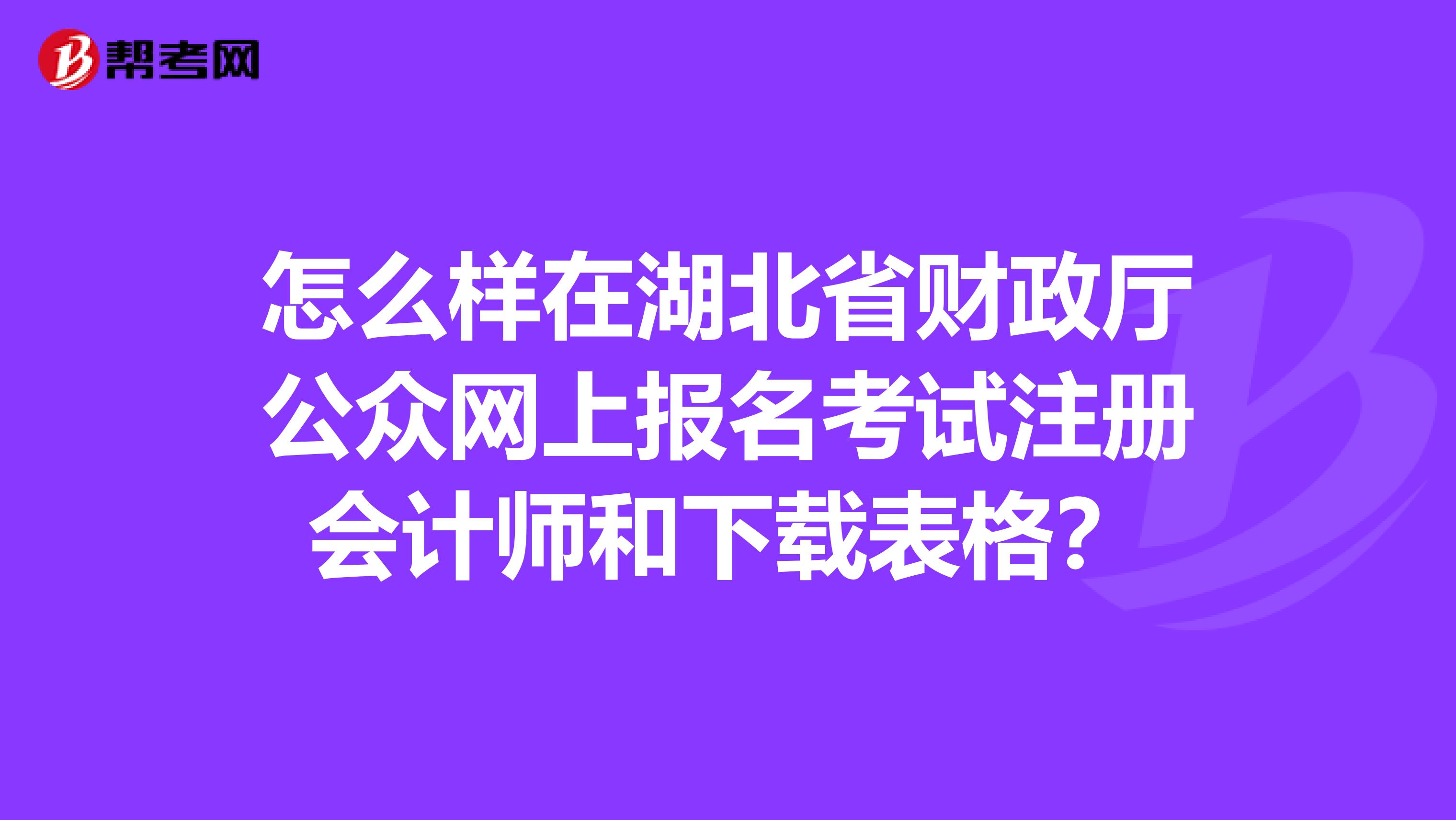 怎么樣在湖北省財(cái)政廳公眾網(wǎng)上報(bào)名考試注冊會(huì)計(jì)師和下載表格？