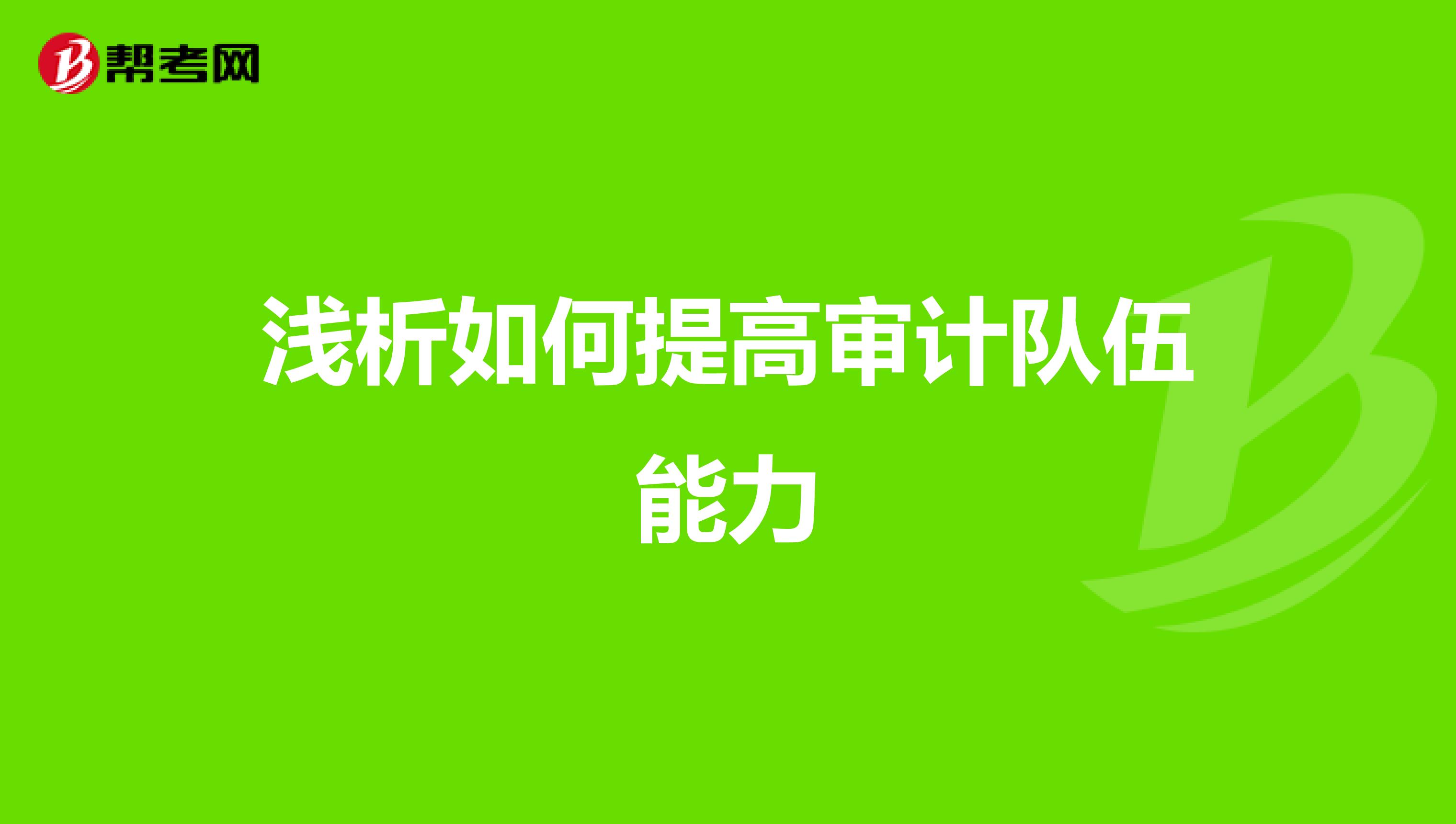 浅析如何提高审计队伍能力