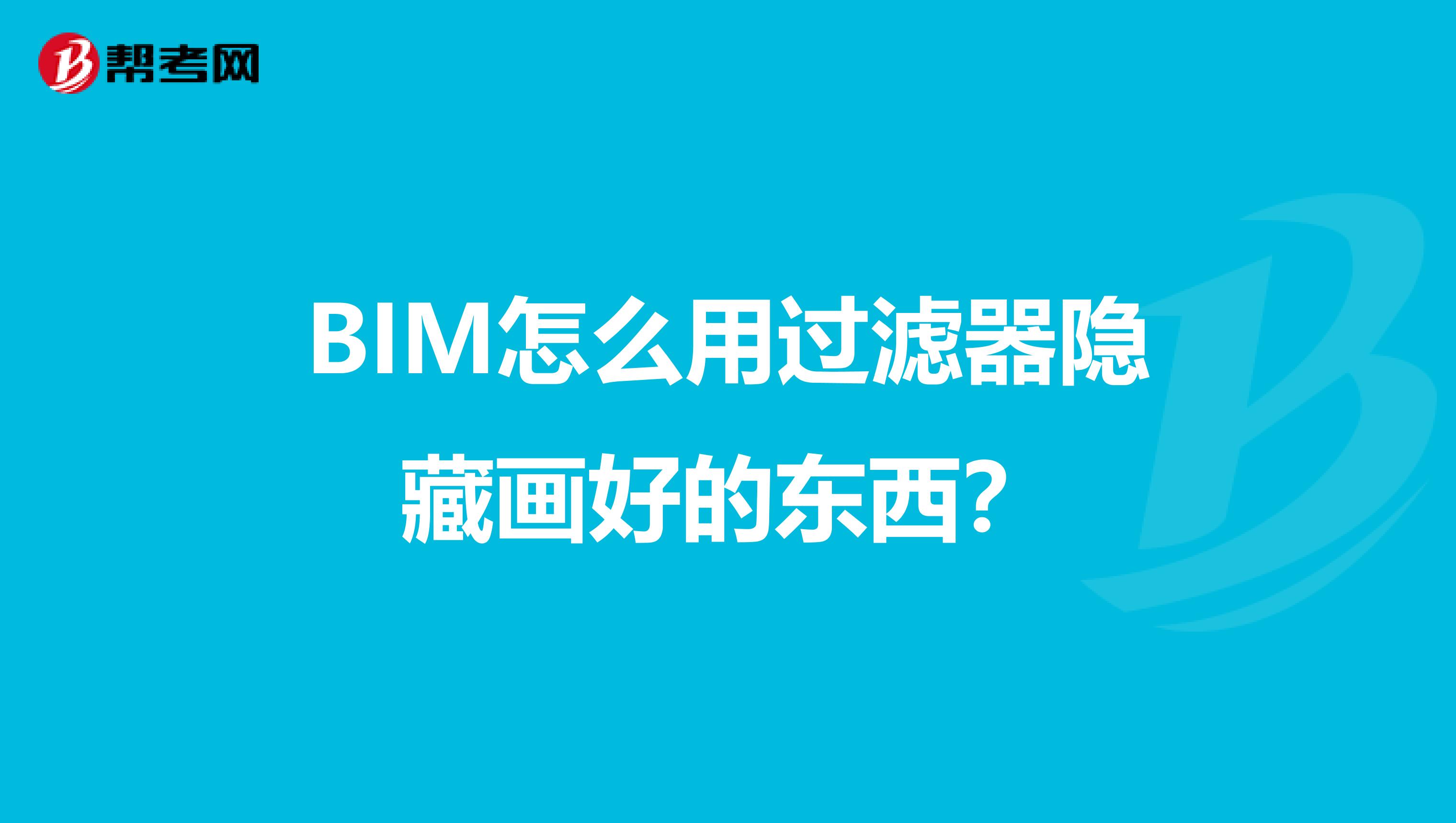 BIM怎么用过滤器隐藏画好的东西？
