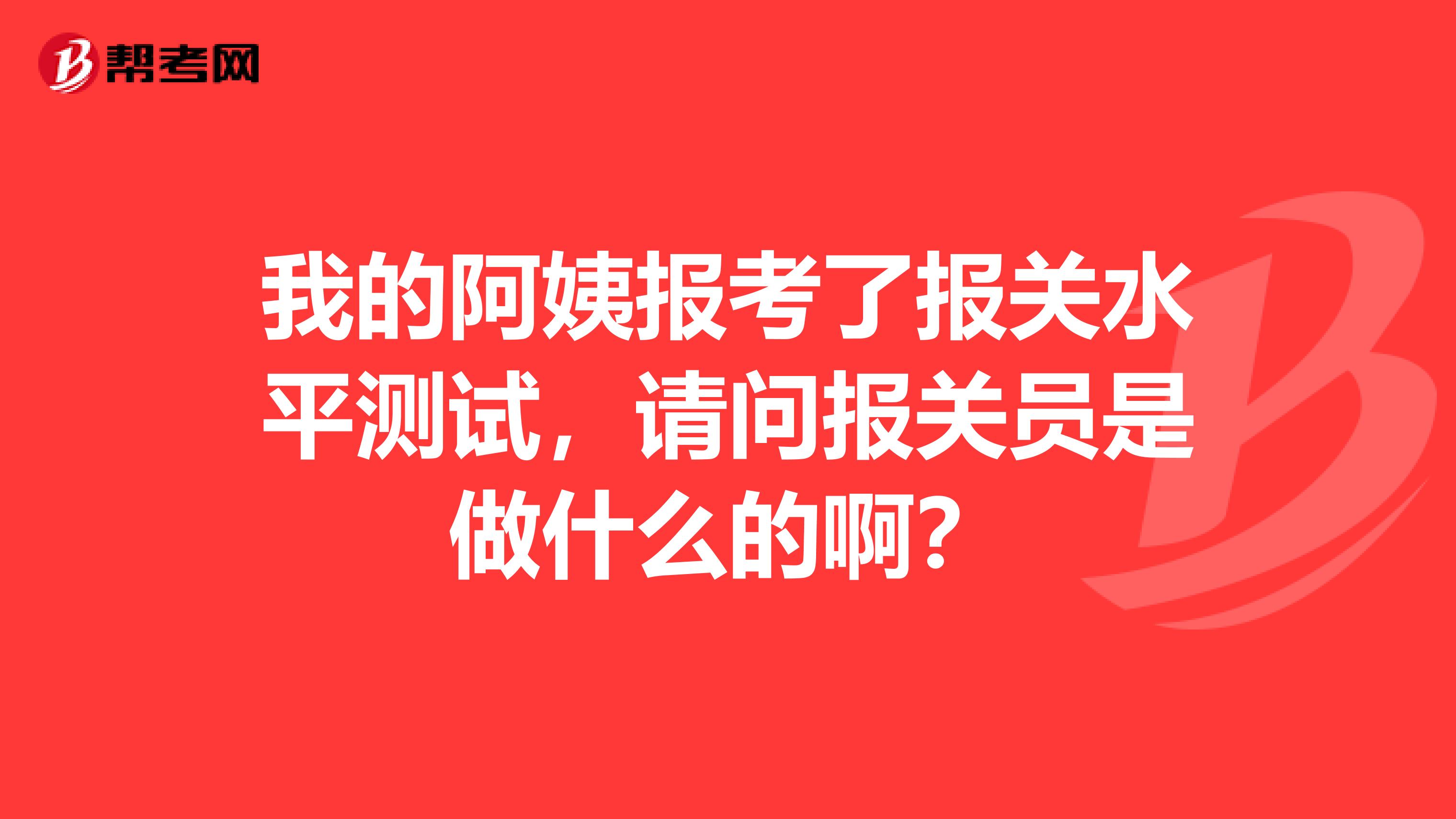 我的阿姨报考了报关水平测试，请问报关员是做什么的啊？