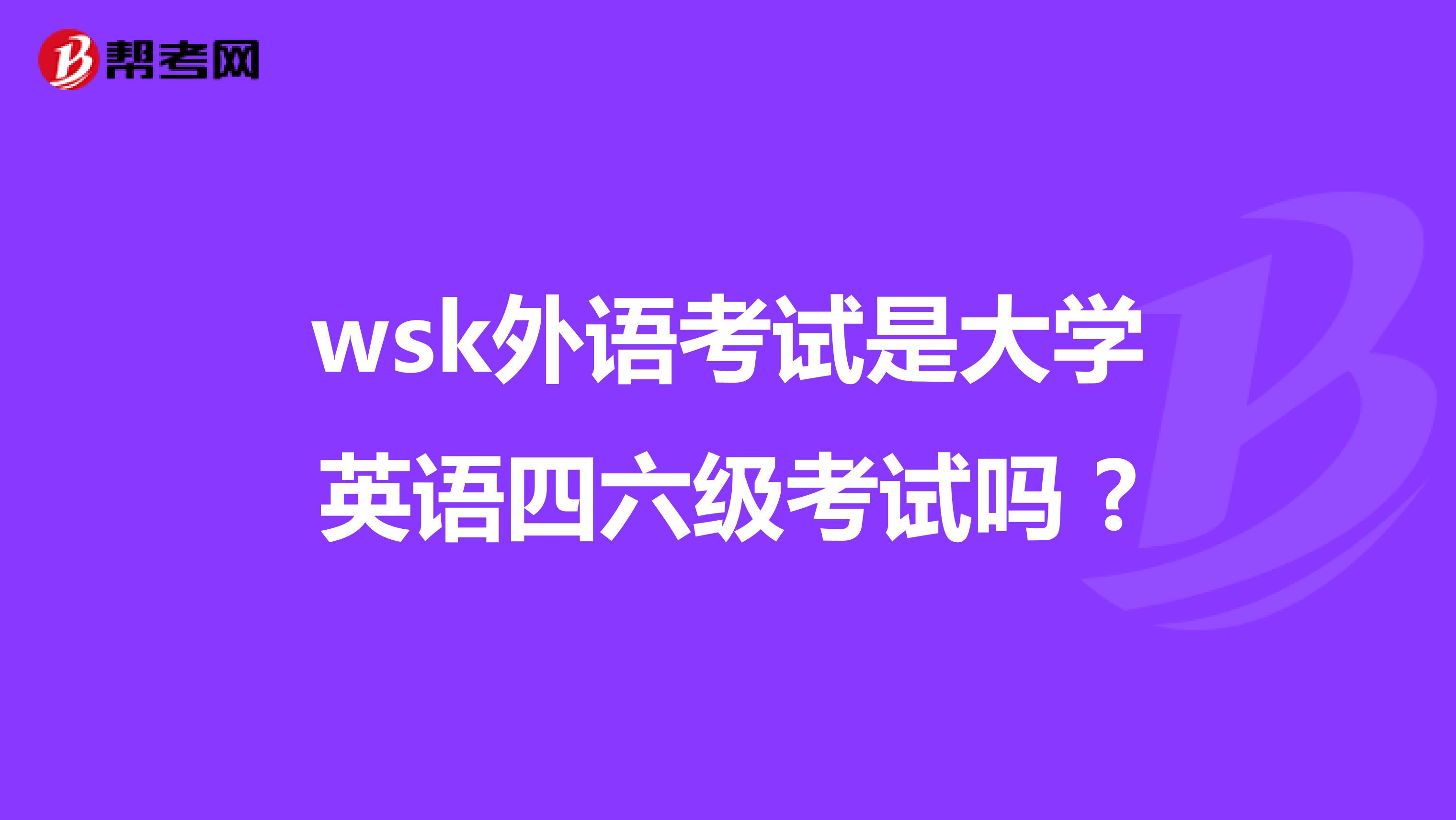 wsk外语考试是大学英语四六级考试吗 ?