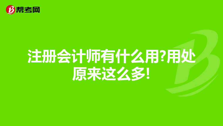 注冊會計師有什么用?用處原來這么多!