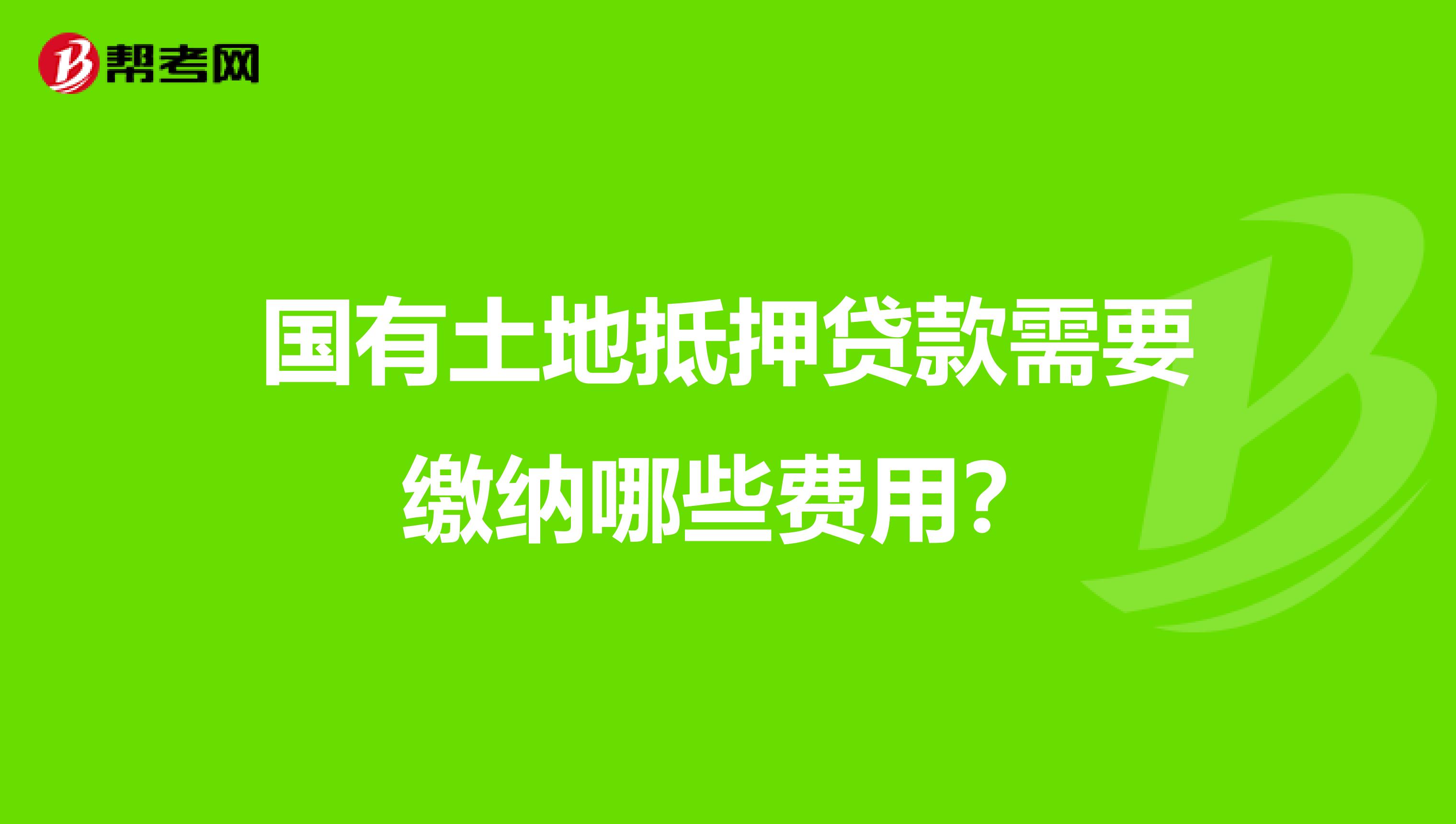 国有土地抵押贷款需要缴纳哪些费用？
