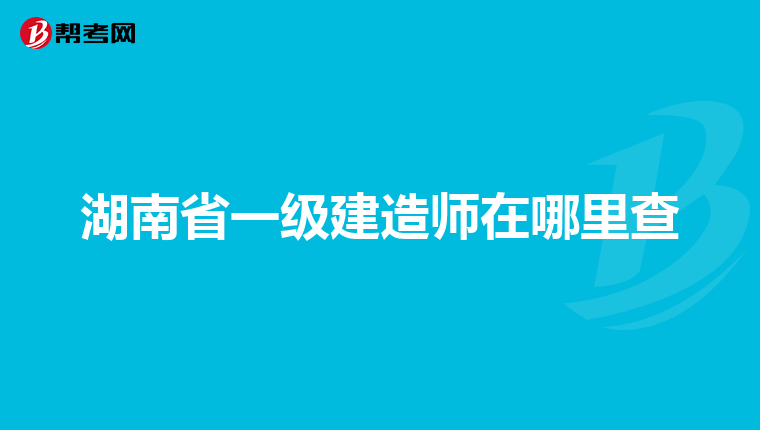 湖南省一级建造师在哪里查