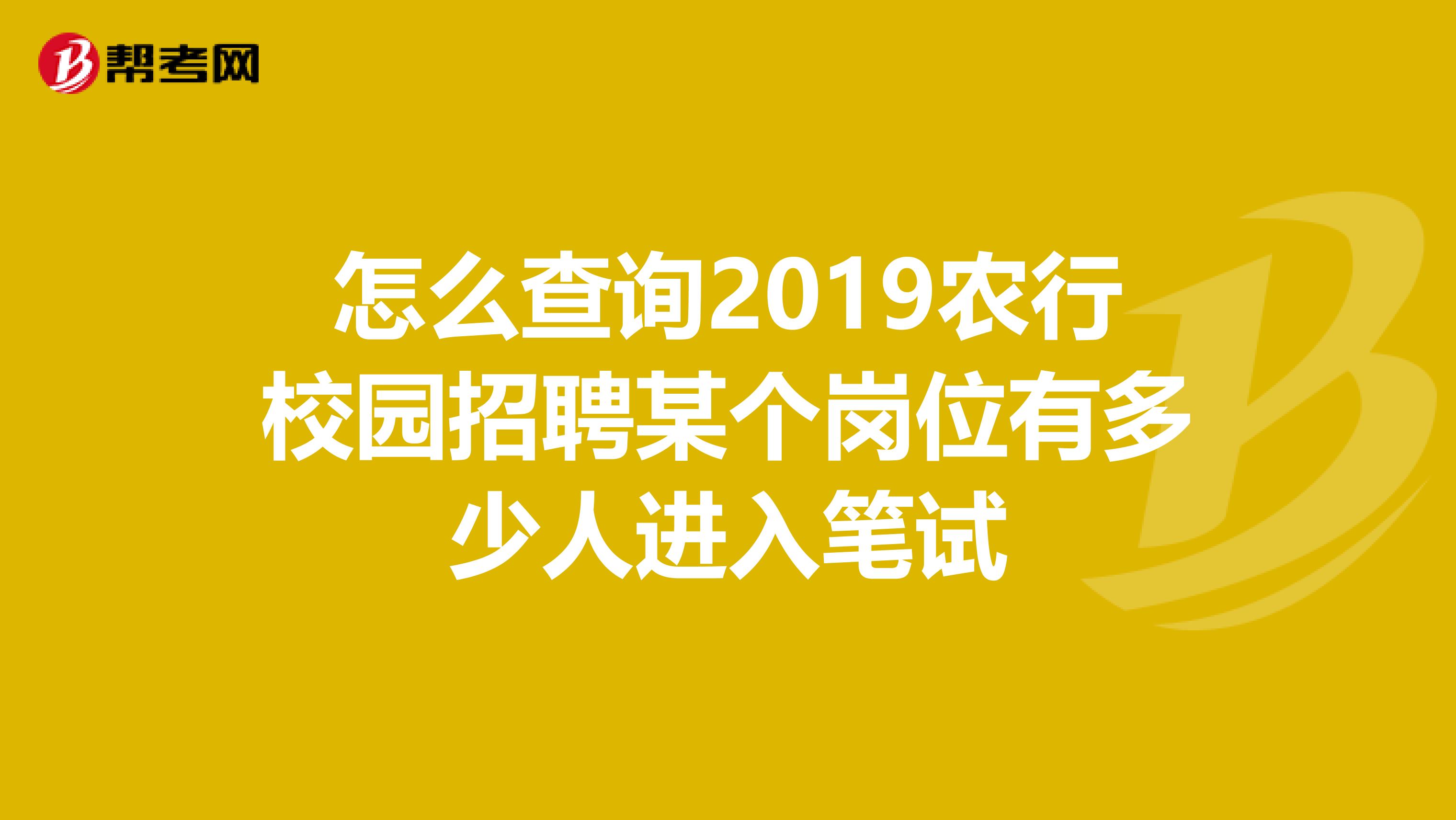 怎么查询2019农行校园招聘某个岗位有多少人进入笔试