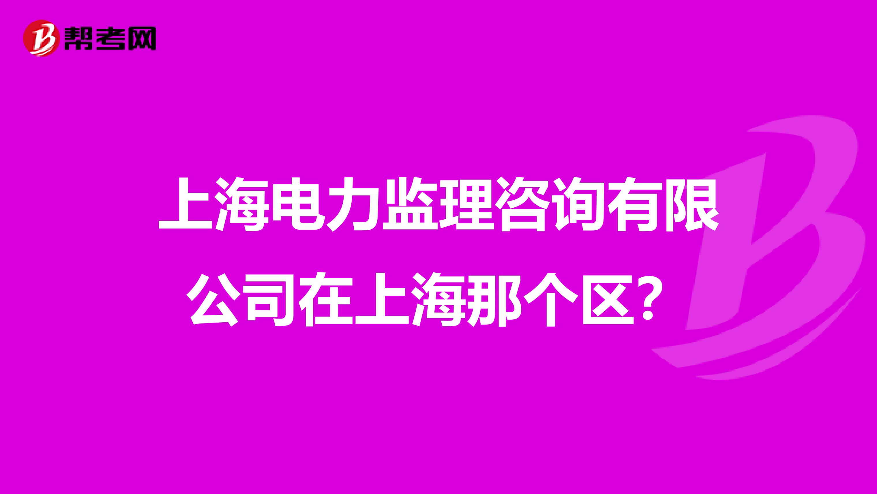 上海电力监理咨询有限公司在上海那个区?