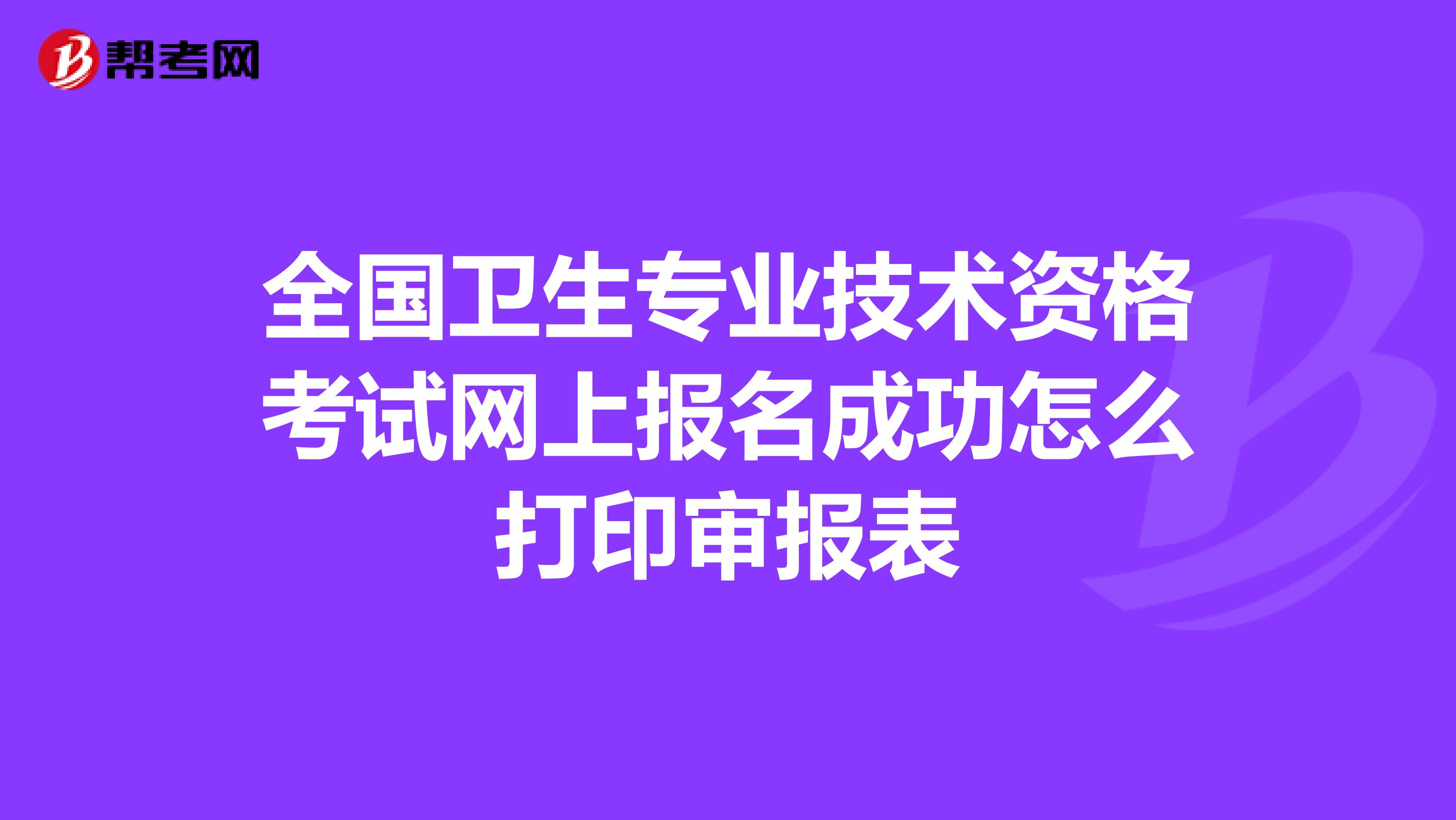 全国卫生专业技术资格考试网上报名成功怎么打印审报表