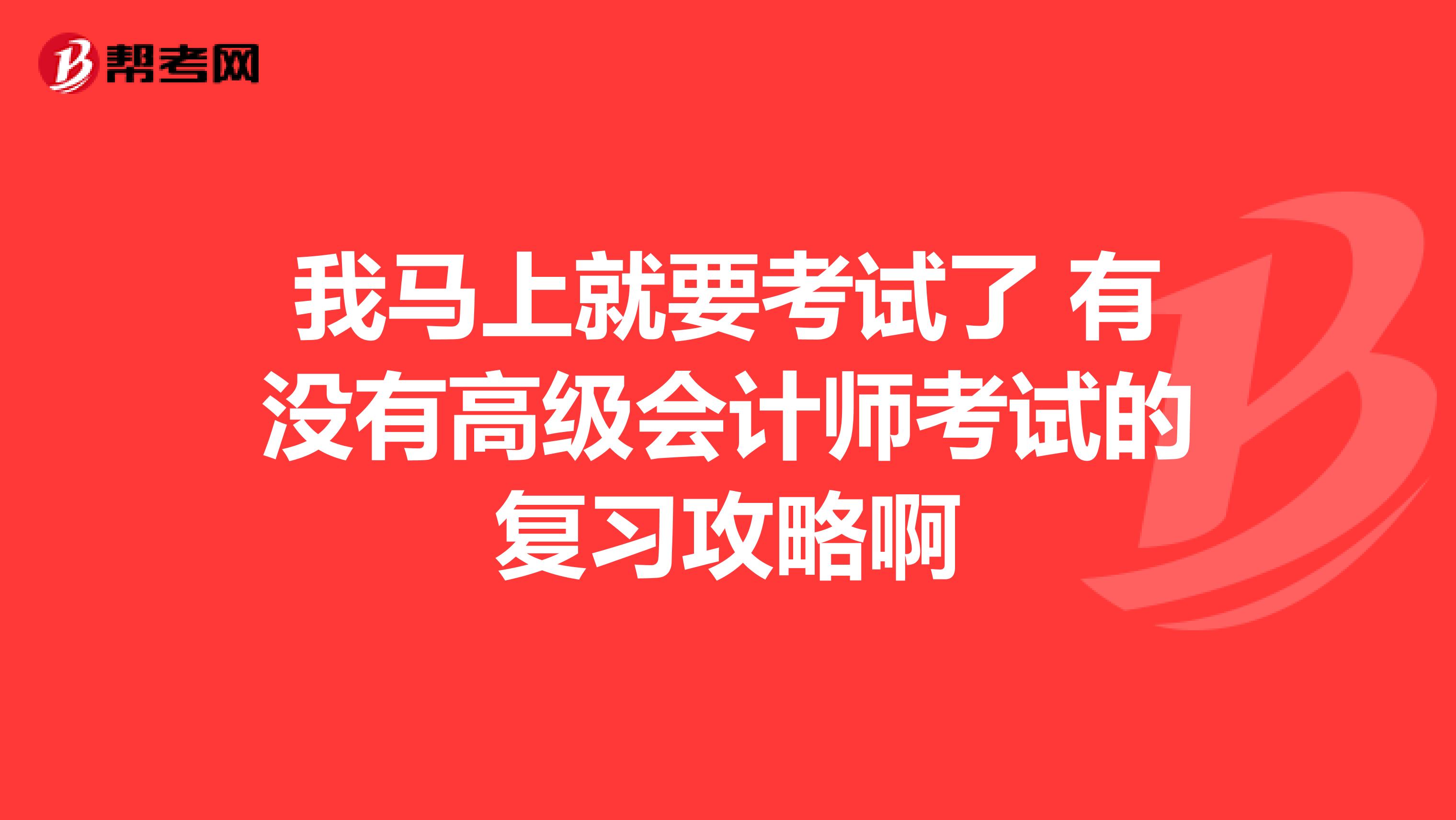 我马上就要考试了 有没有高级会计师考试的复习攻略啊