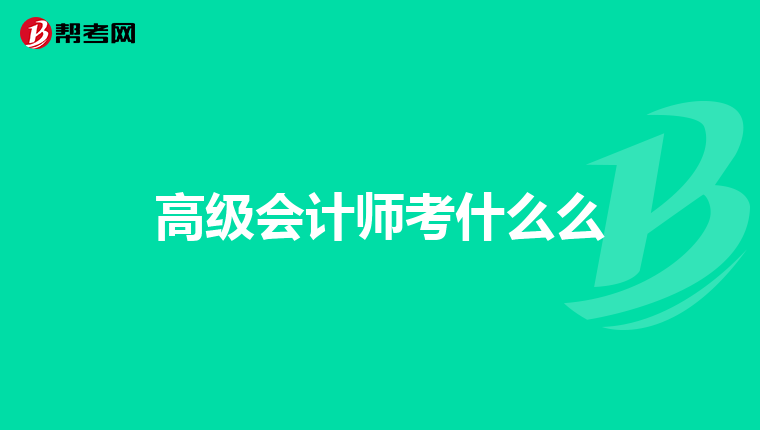 高级会计师考什么么