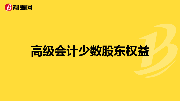 高级会计少数股东权益