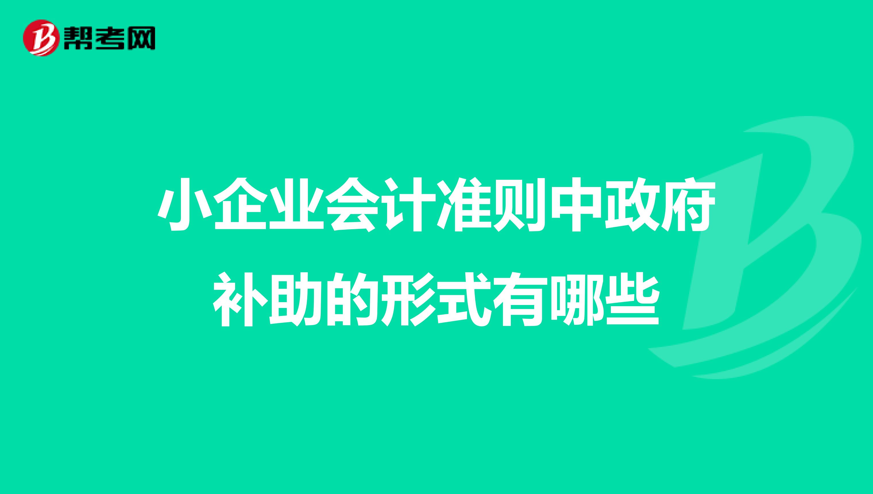 小企业会计准则中政府补助的形式有哪些