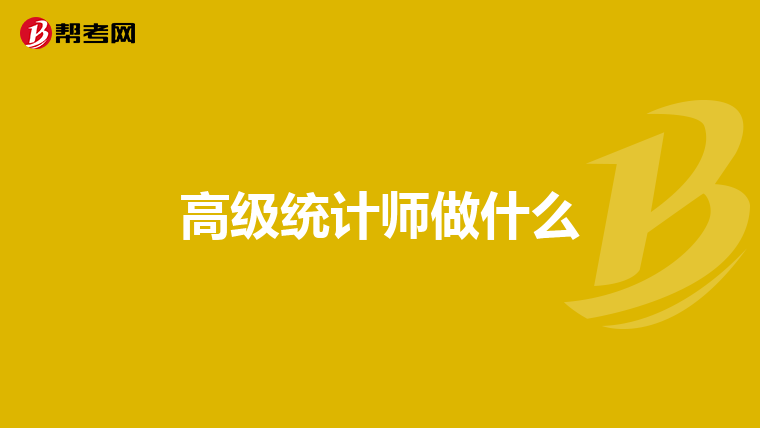 高级统计师做什么