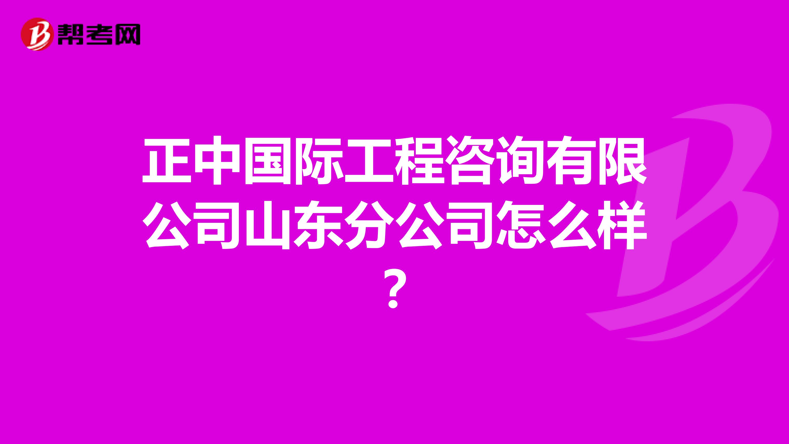 正中国际工程咨询有限公司山东分公司怎么样?
