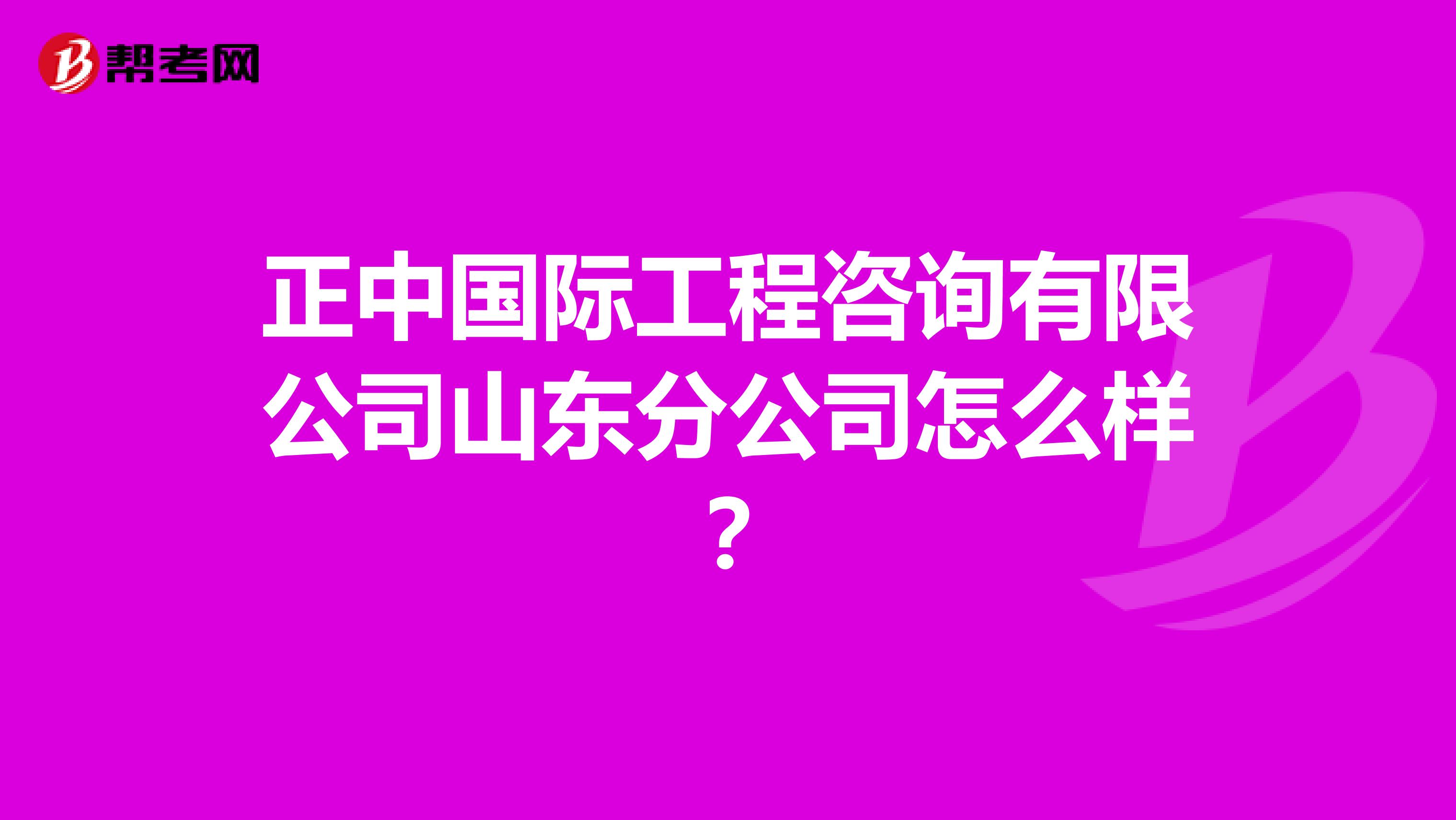 正中国际工程咨询有限公司山东分公司怎么样？