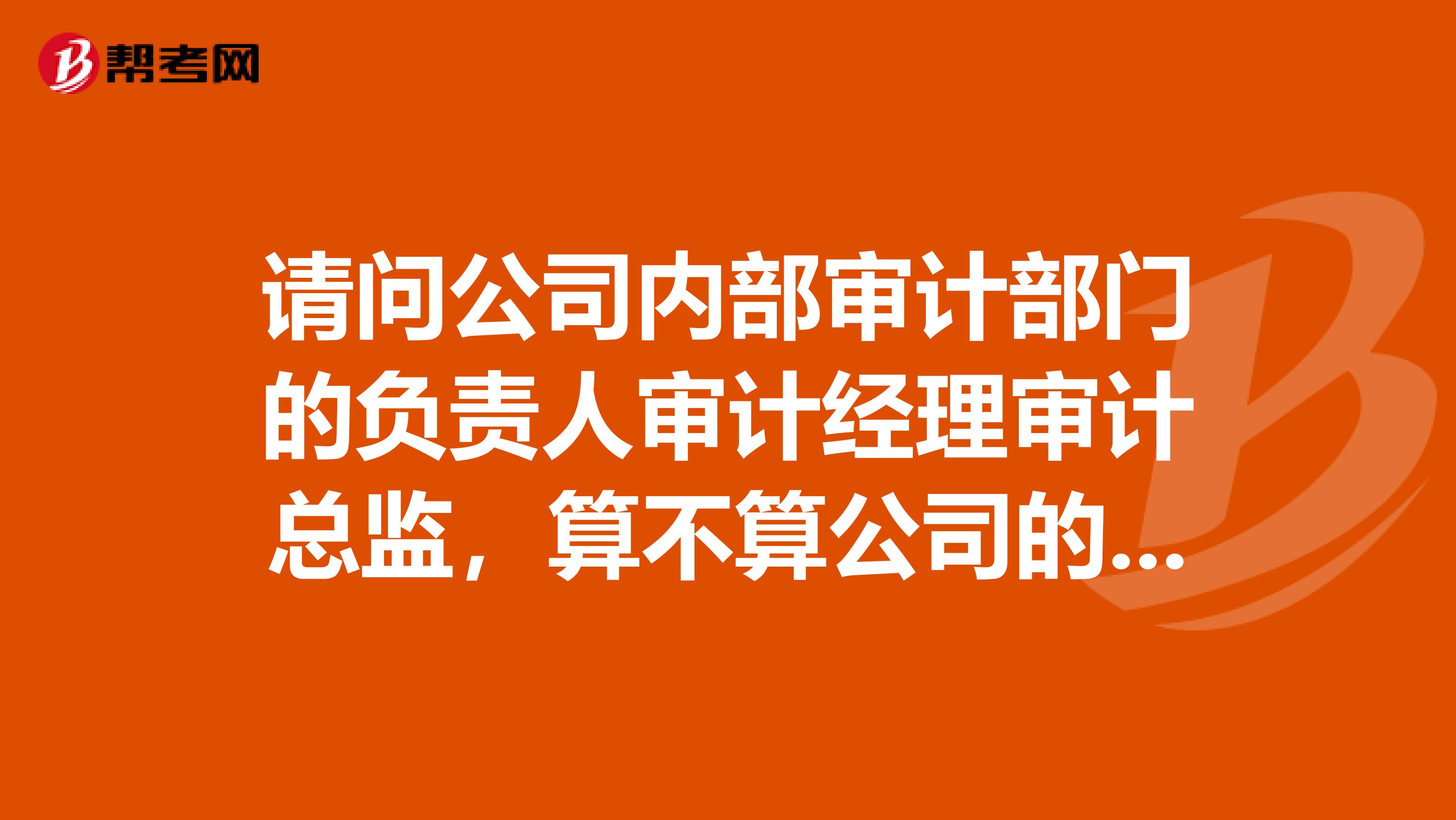 請問公司內(nèi)部審計部門的負責人審計經(jīng)理審計總監(jiān)，算不算公司的一般高管呢？
