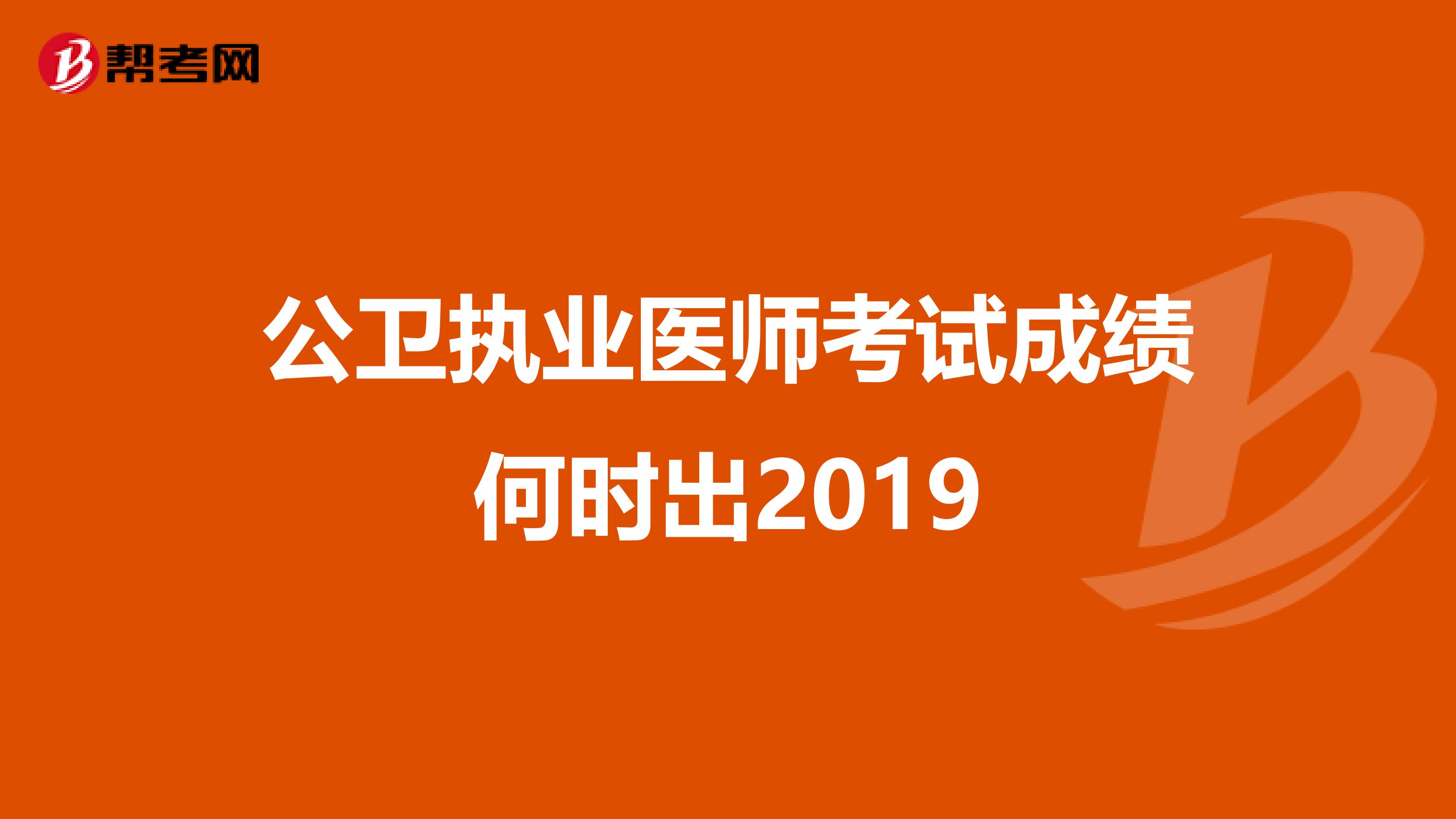 公卫执业医师考试成绩何时出2019