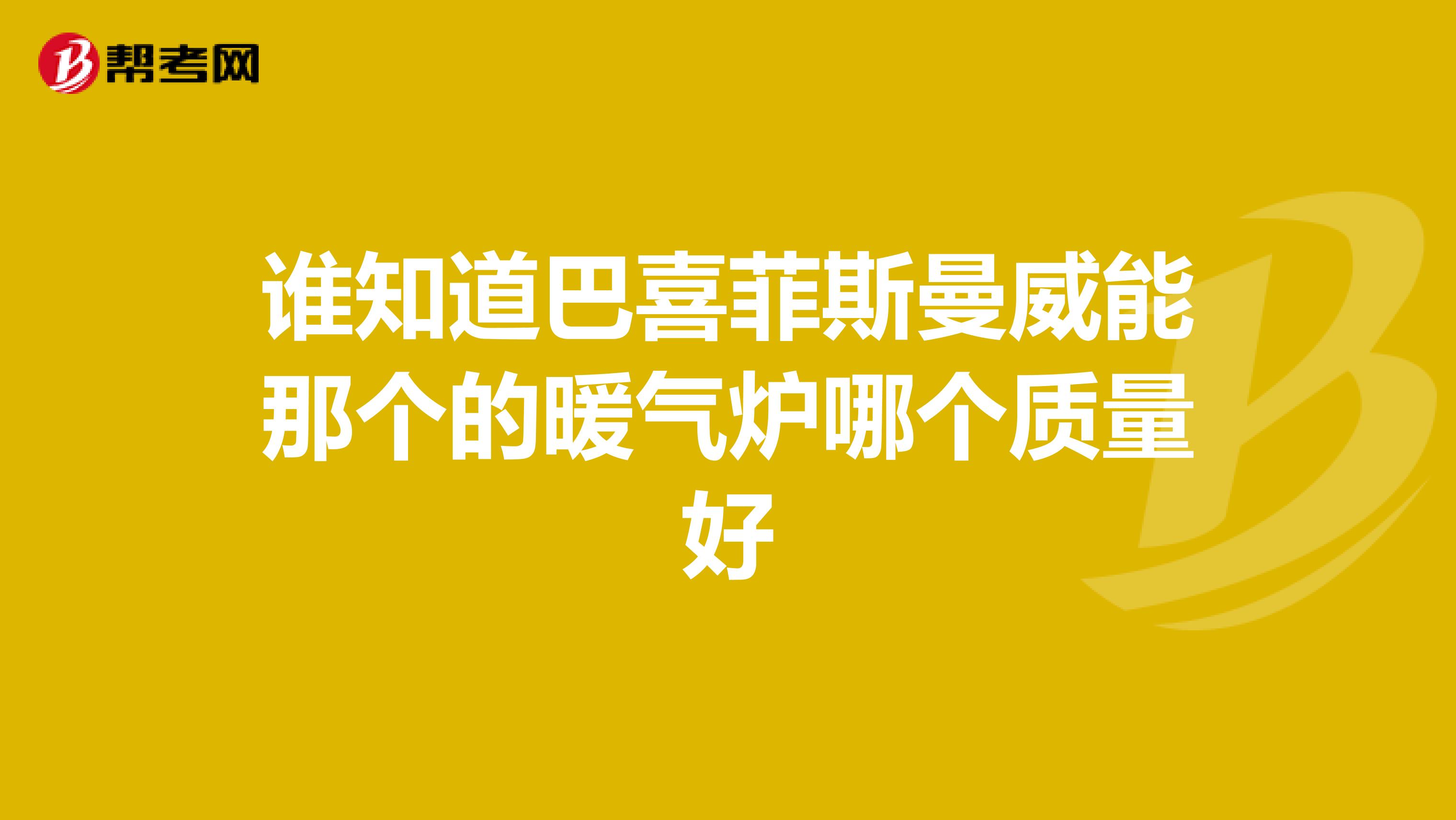 谁知道巴喜菲斯曼威能那个的暖气炉哪个质量好